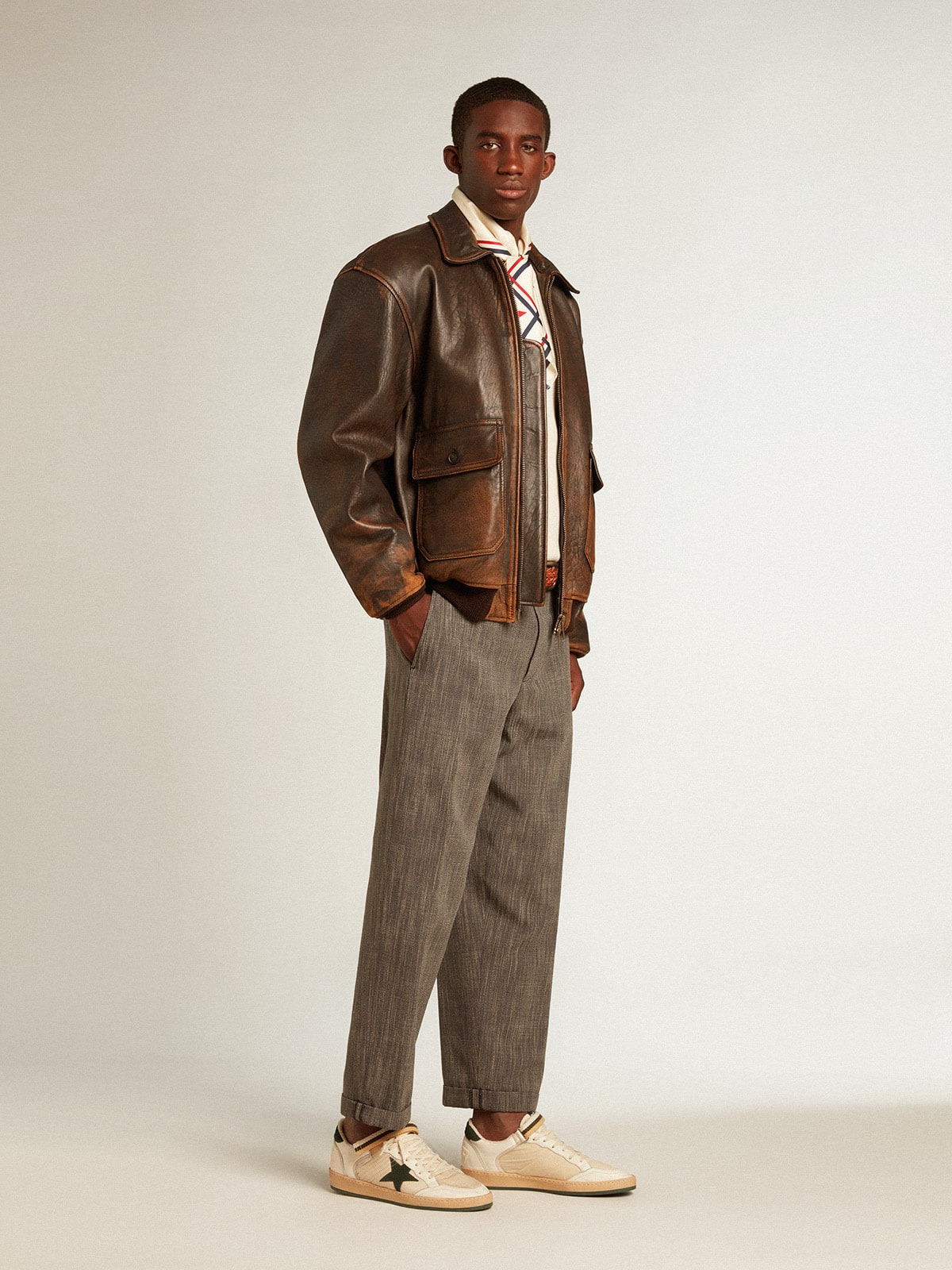 Ball Star in nylon and nappa with green suede star and heel tab - 3