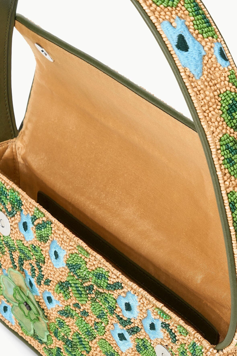 STAUD TOMMY BEADED BAG MOSS FLORAL TAPESTRY 4