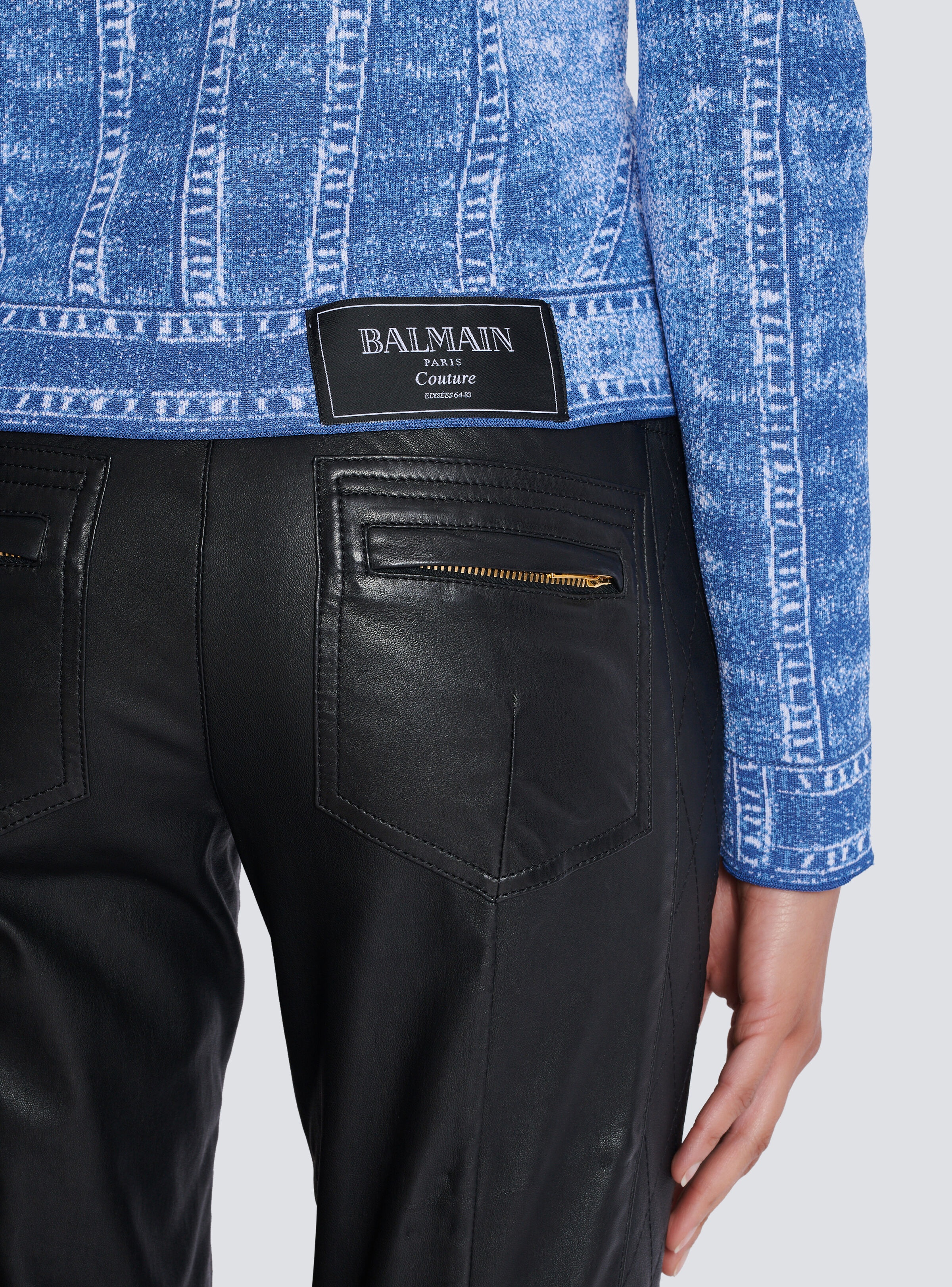 Jacquard knit cardigan with denim effect - 8