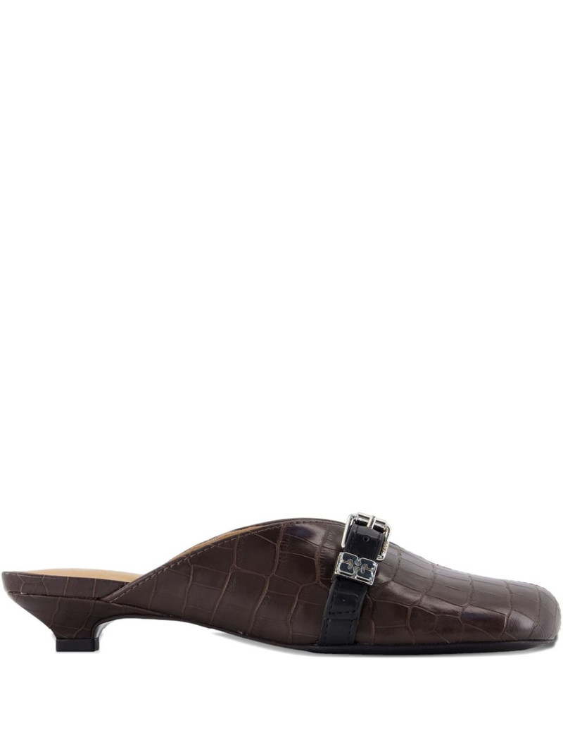 buckle-detail croco-embossed mules 1