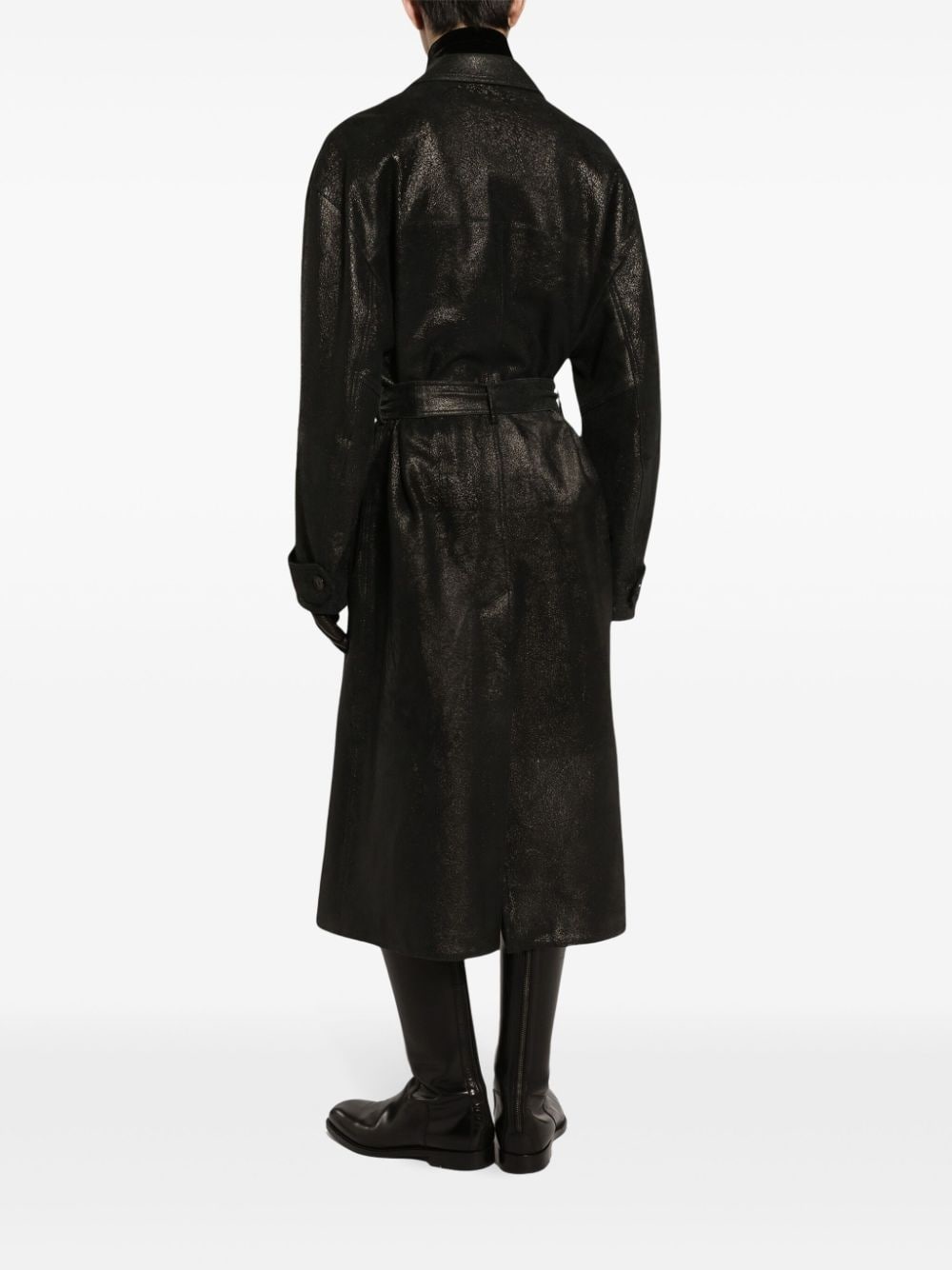 belted leather coat - 4