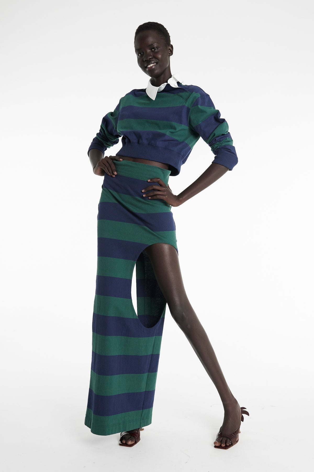TWISTED COLLAR RUGBY JERSEY EMERALD GREEN NAVY - 3