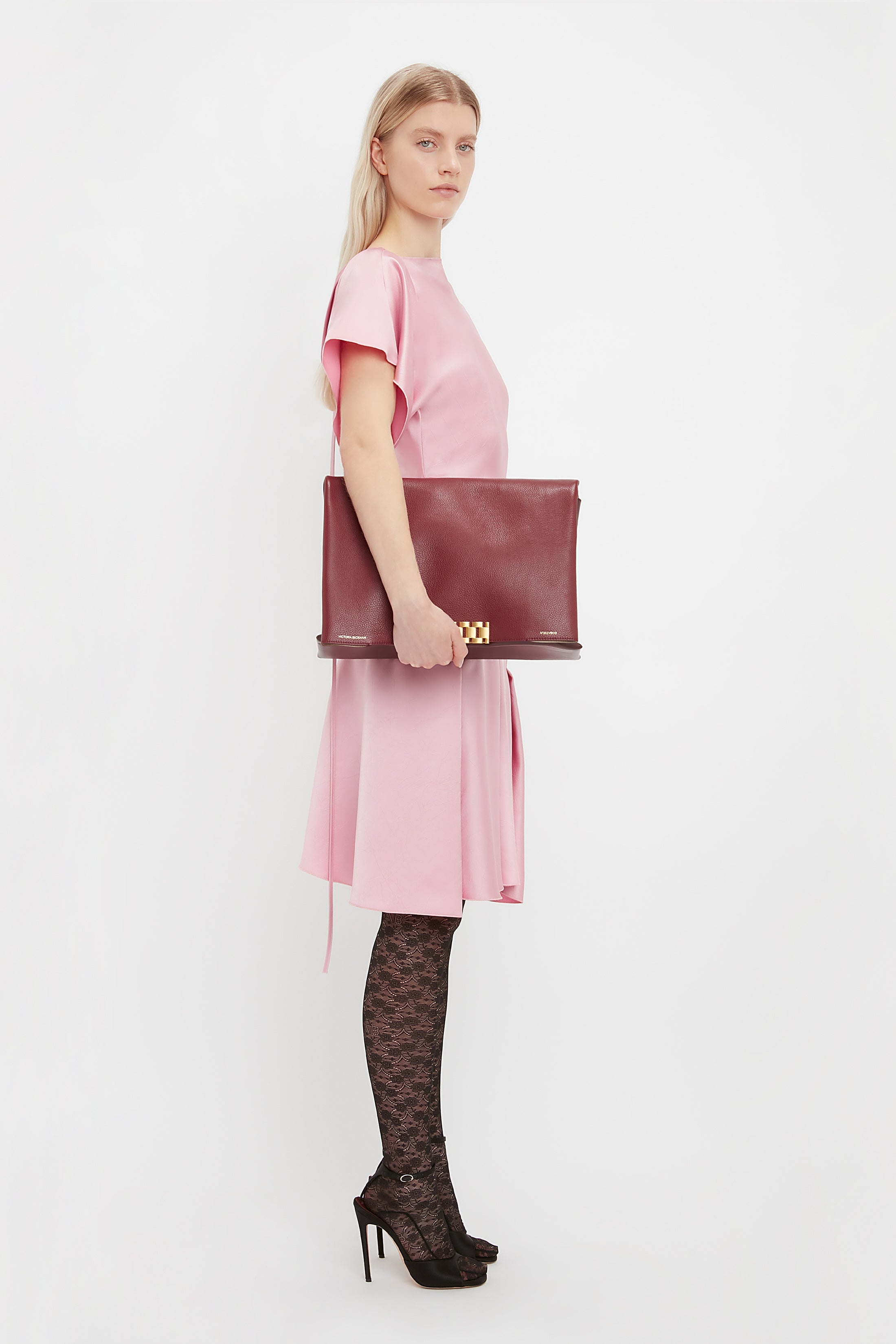 Draped Sleeve Cut Out Mini Dress In Rose - 5