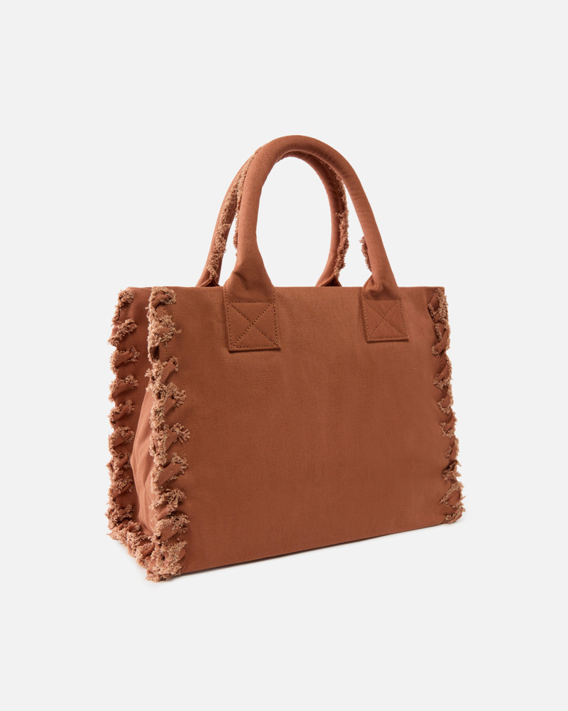PINKO MEDIUM BEACH SHOPPING TOTE IN CANVAS WITH LOGO AND FRAYING outlook