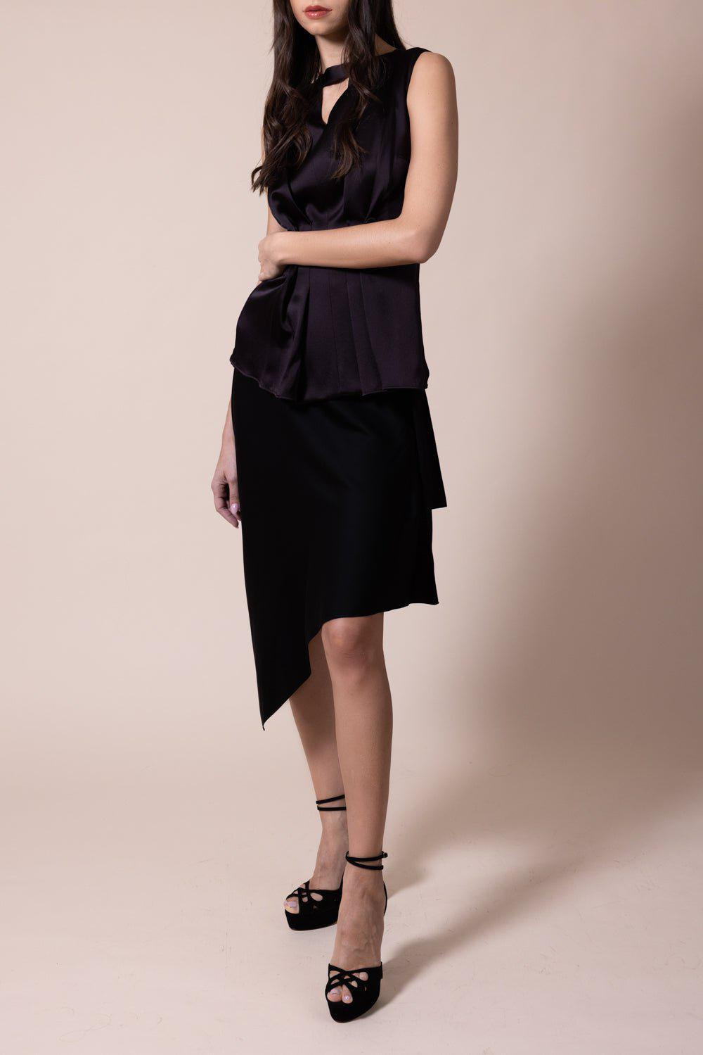 Satin Asymmetrical Skirt - 3