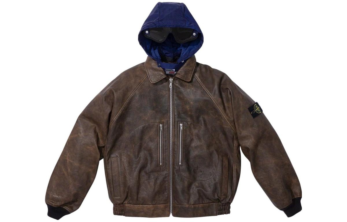 Supreme x STONE ISLAND FW23 Week10 Leather Bomber Jacket 'Brown' SUP-FW23-165 - 2