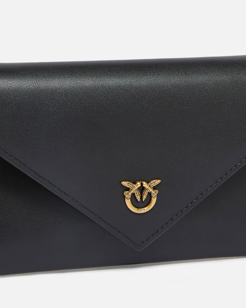 SMALL SMOOTH LEATHER ENVELOPE CLUTCH BAG WITH LOVE BIRDS LOGO 3
