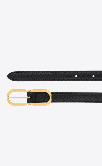 SAINT LAURENT allongee buckle thin belt in viper-embossed leather outlook