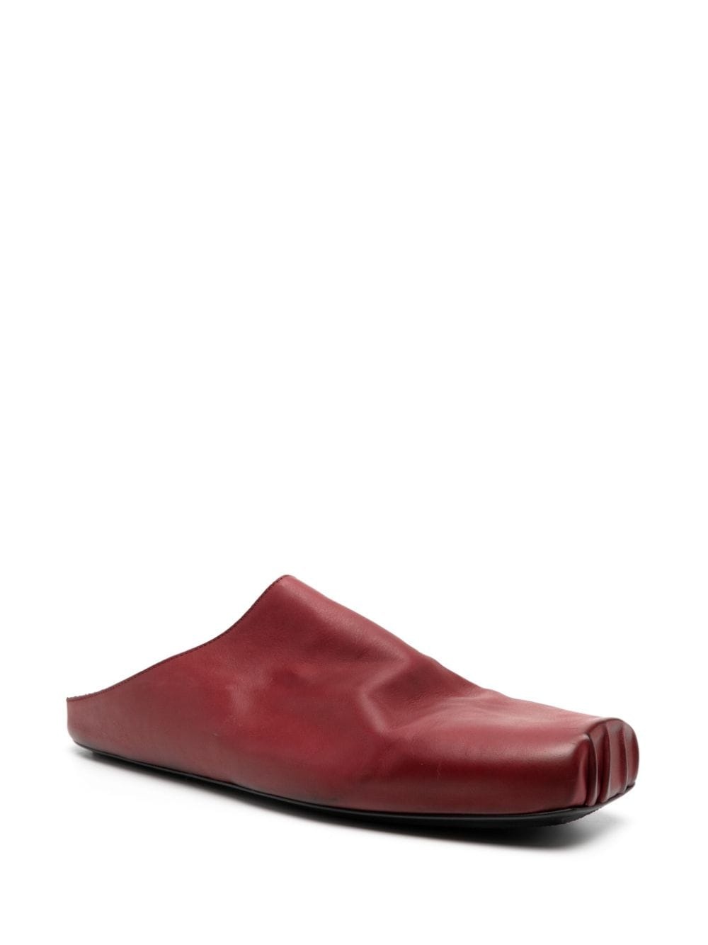 square-toe leather slippers - 2