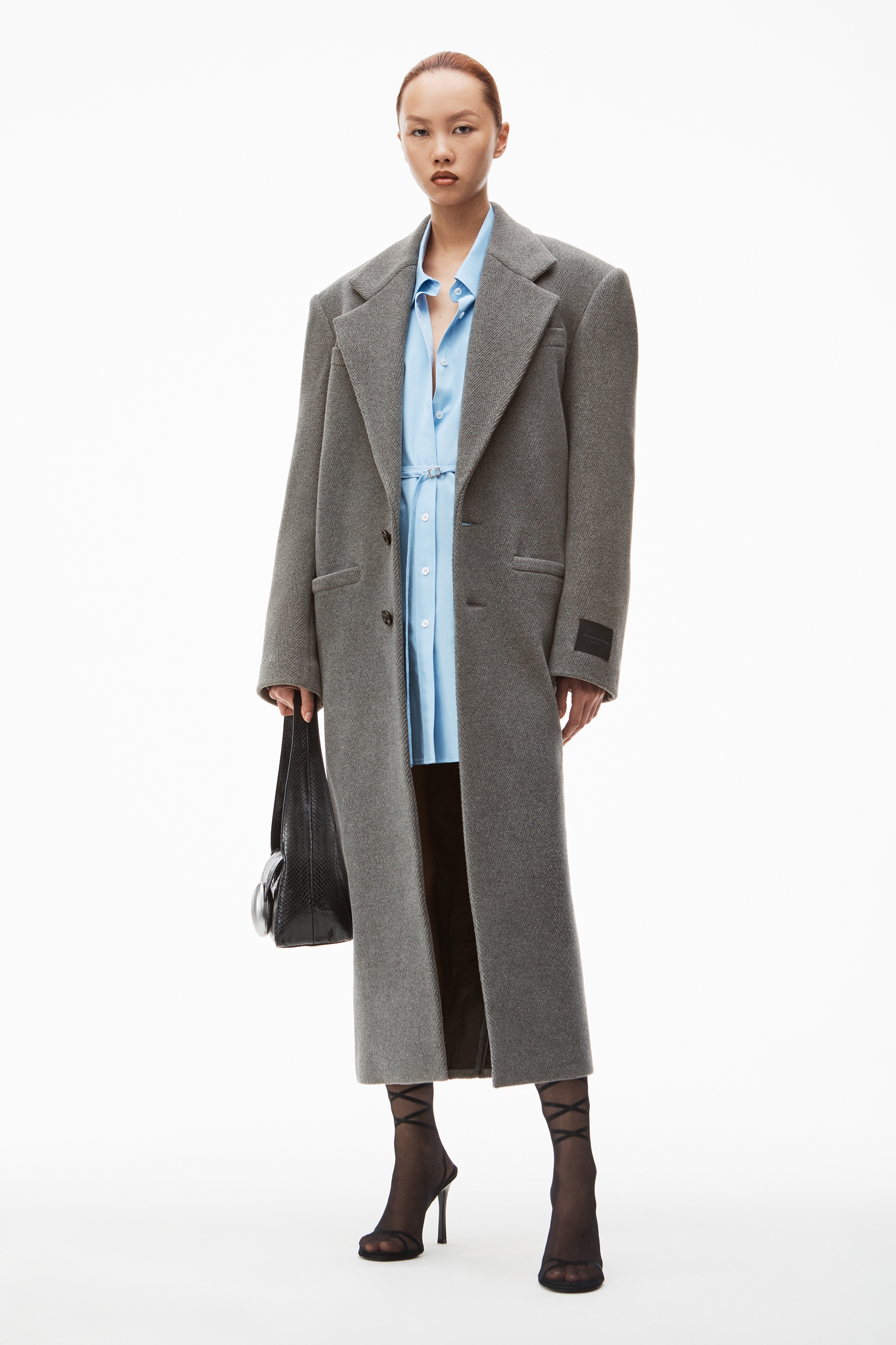 long coat in herringbone coating - 2