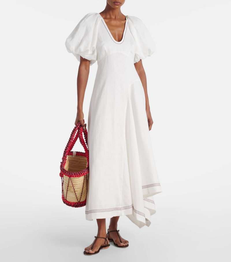 ALÉMAIS Magnolia embroidered linen midi dress outlook