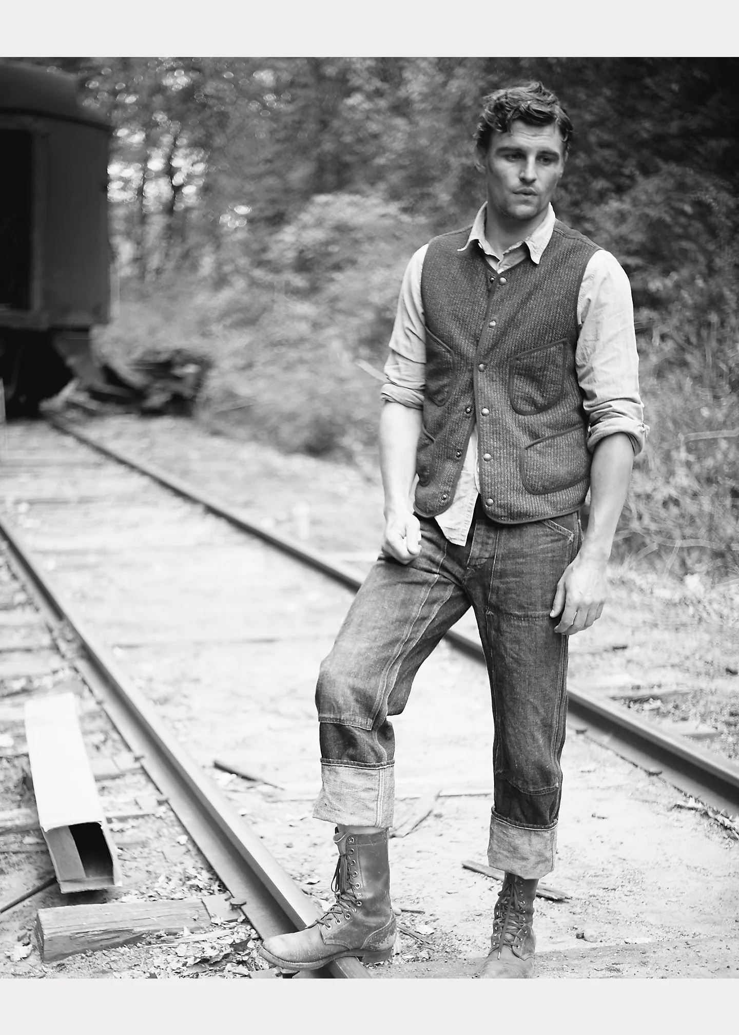 Print Indigo Fleece Vest - 6