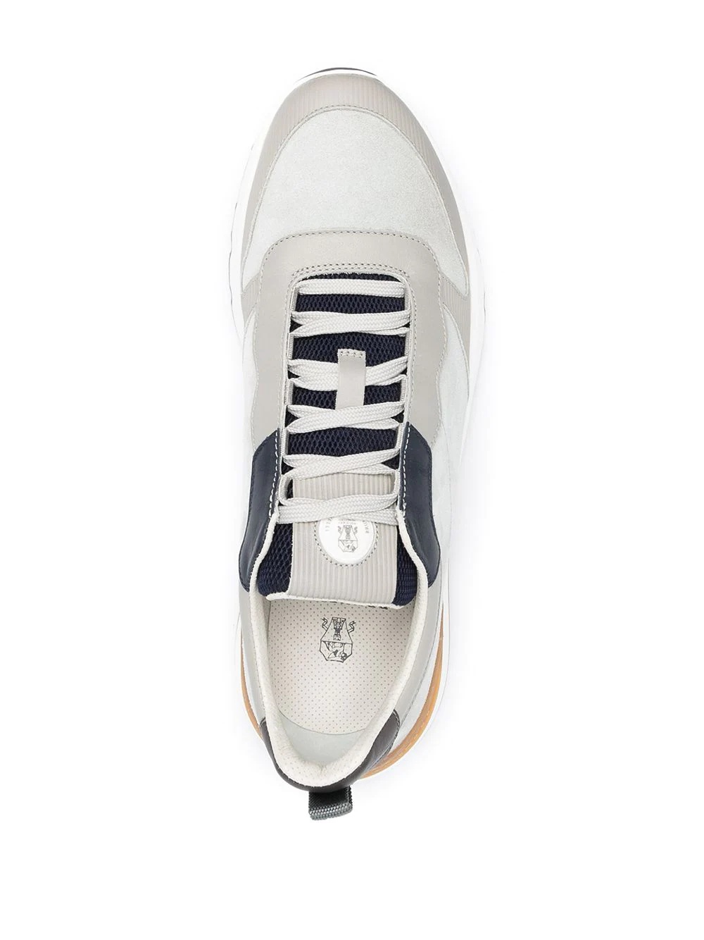 panelled low-top leather sneakers - 4