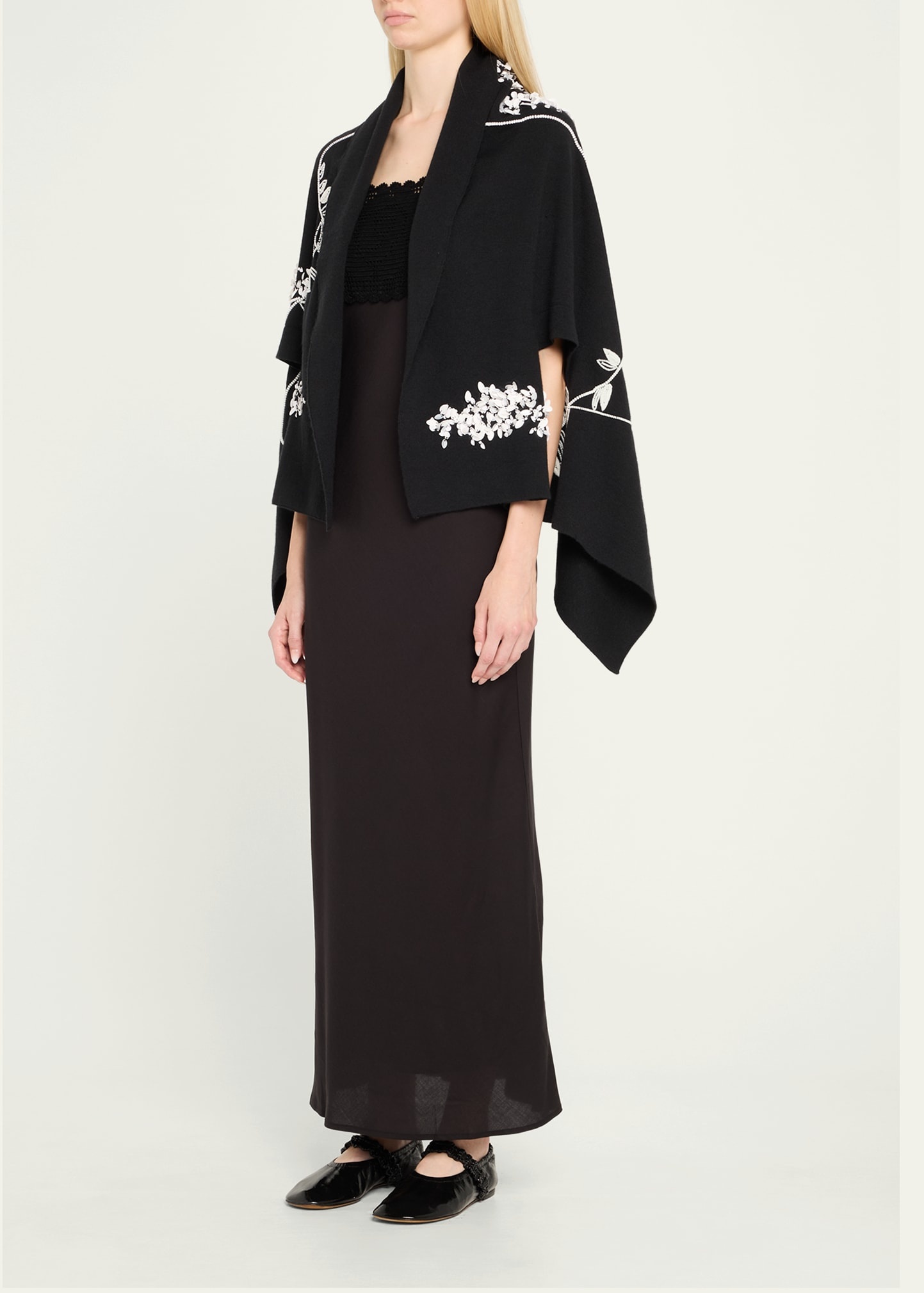 Shirene Embroidered Cashmere Shawl - 4
