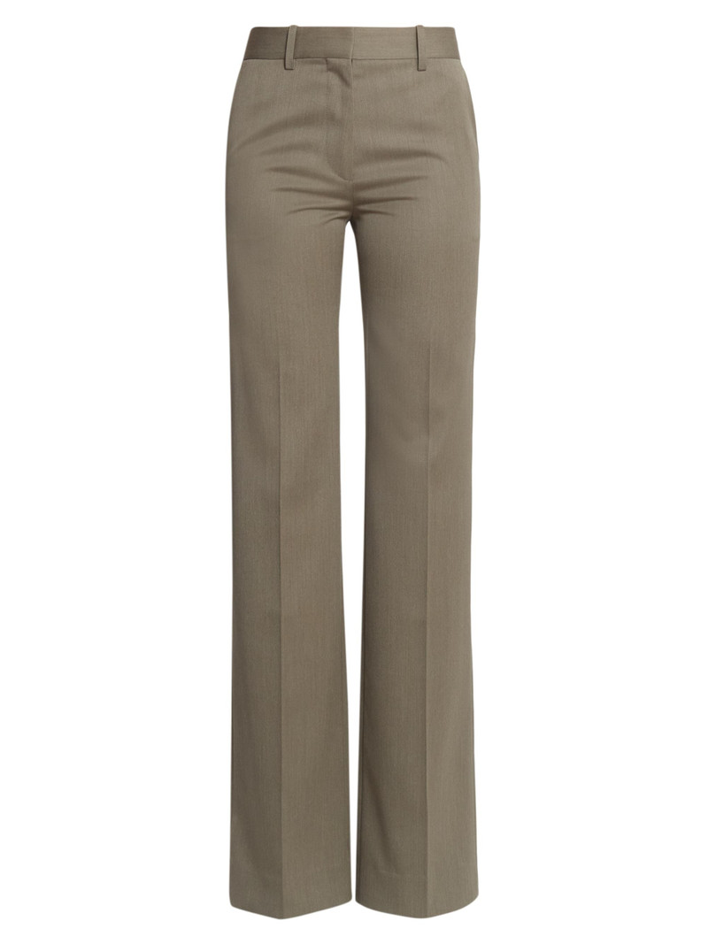 Women's Wool-Blend Straight-Leg Trousers - Sage Melange 1