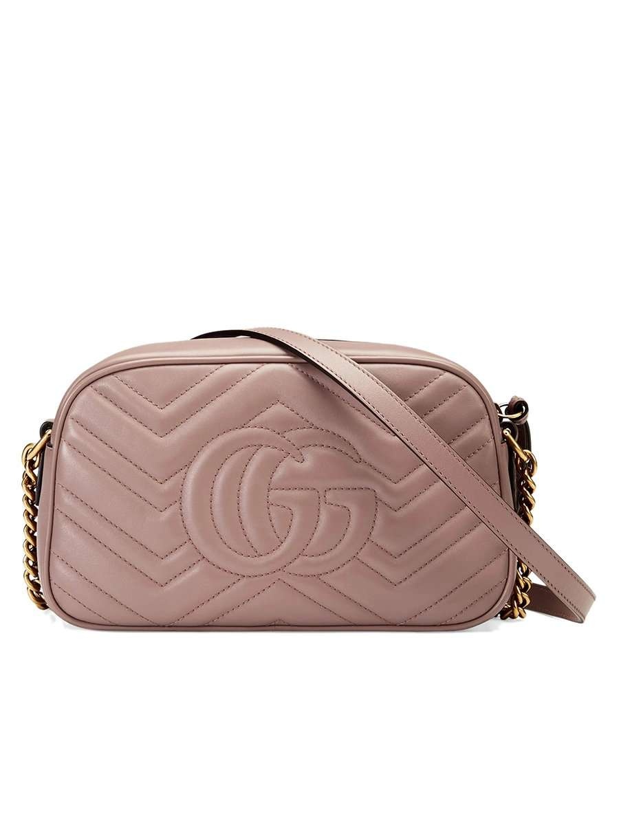 GG Marmont Small Matelassé Zipped Dusty Pink Shoulder Bag - 6