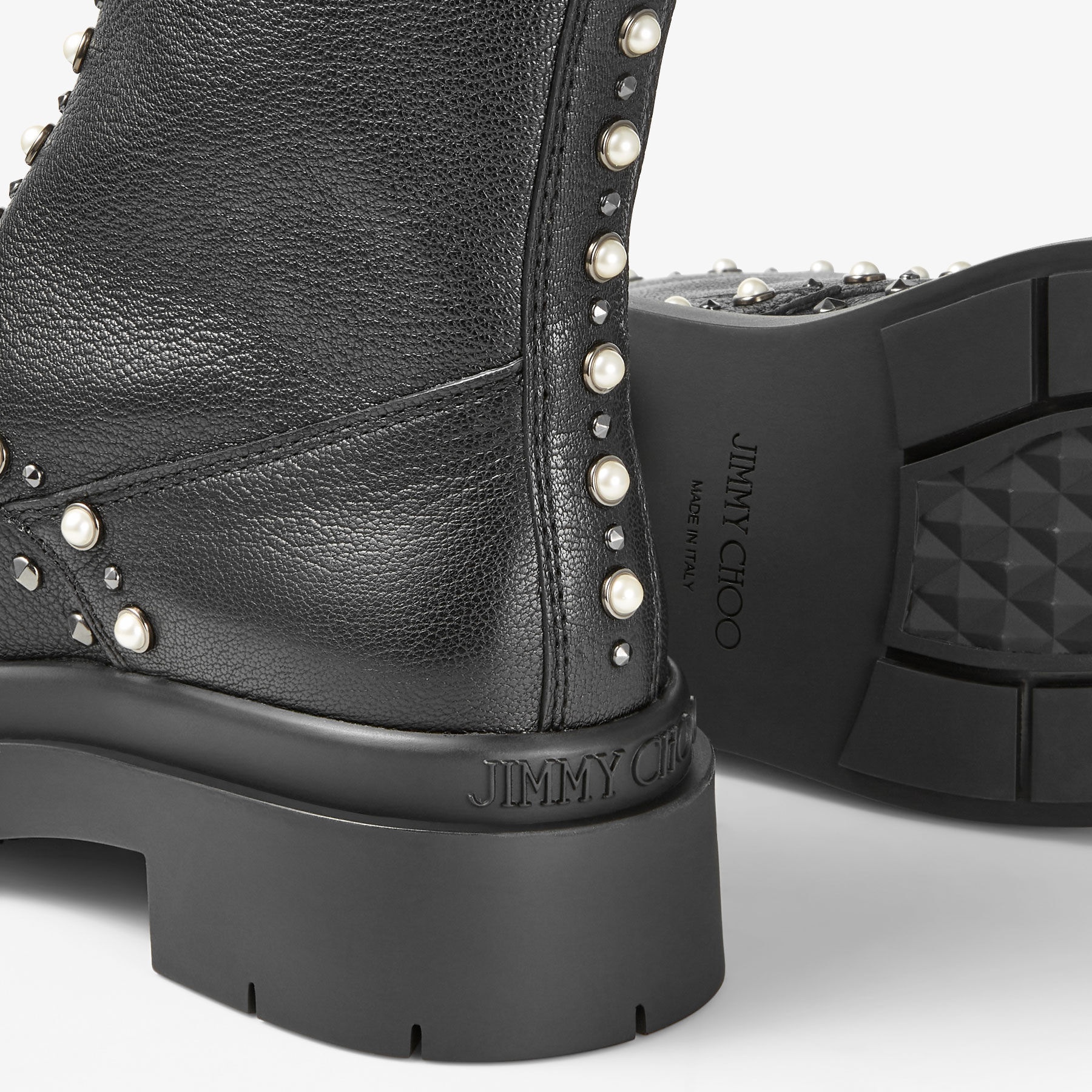 Nola Flat
Black Leather Boots with Pearls and Studs - 4