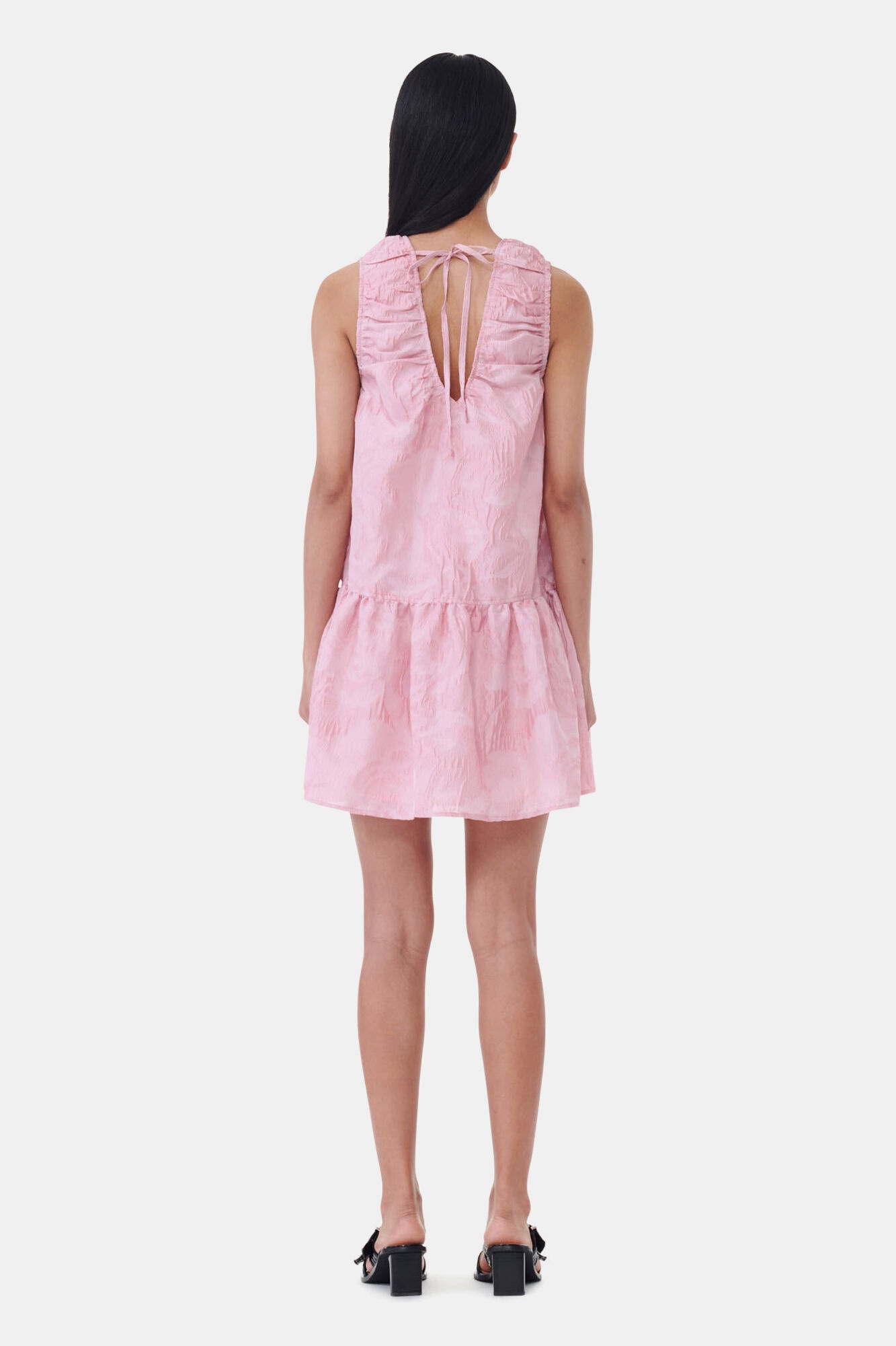 PINK TEXTURED CLOQUÉ MINI DRESS - 5