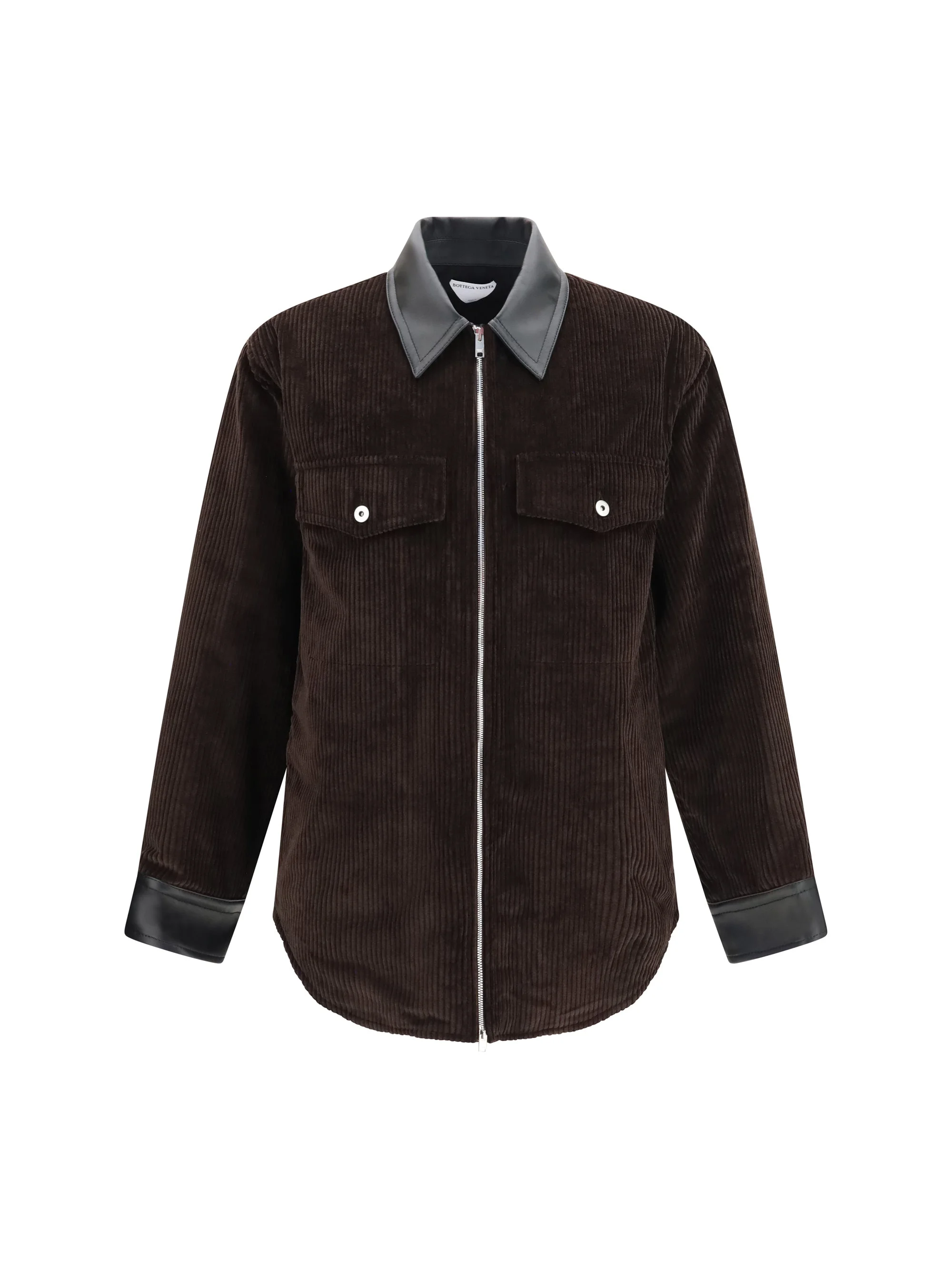 Bottega Veneta Corduroy Jacket with Leather Collar Intense Carrubo - 1