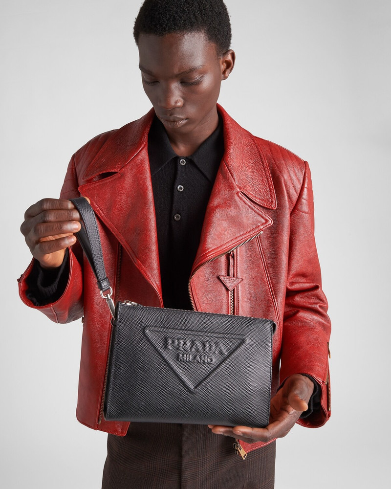 Prada Saffiano leather pouch outlook