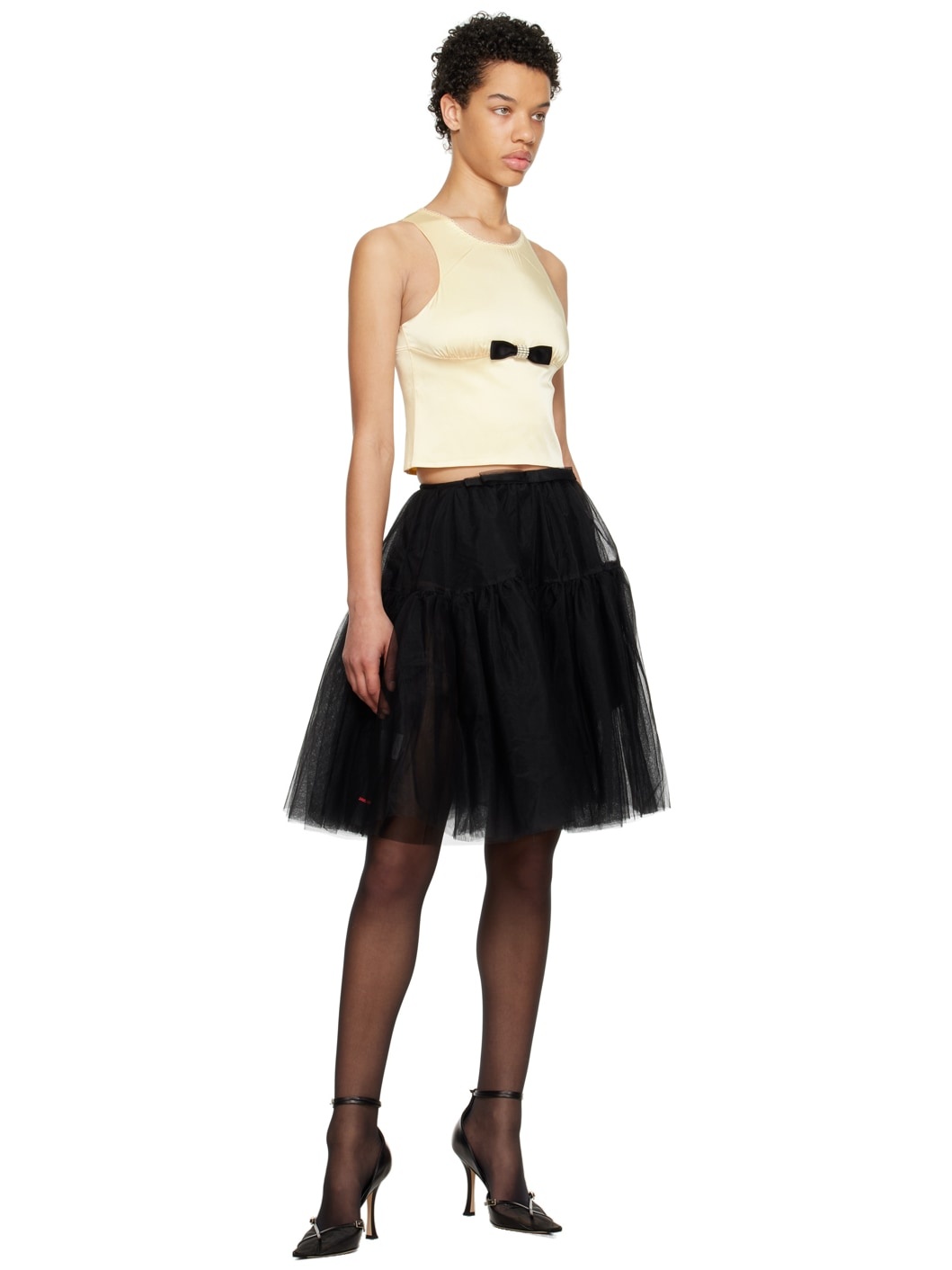 Black Semi-Sheer Midi Skirt - 4