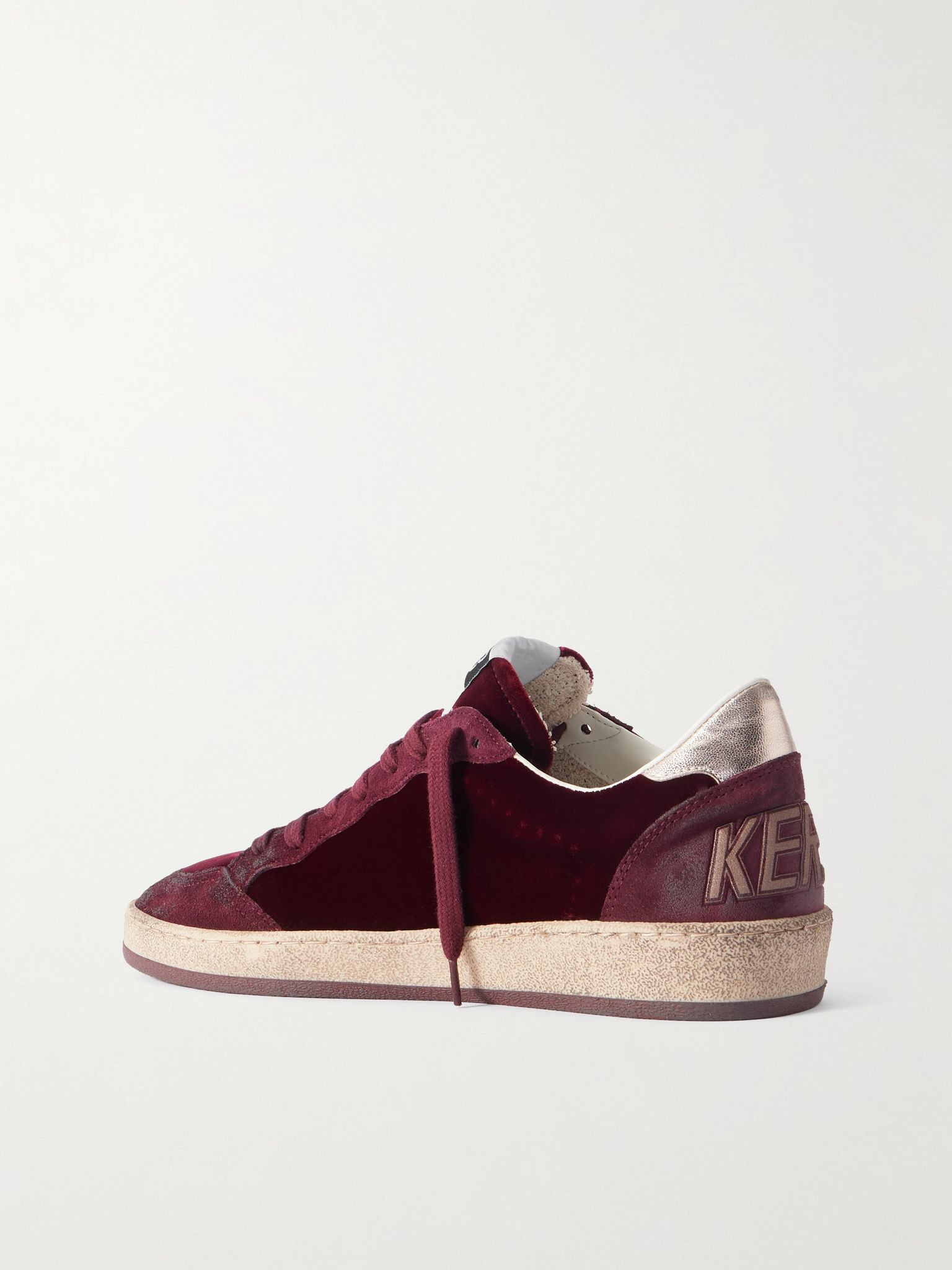 Ballstar suede and leather-trimmed velvet sneakers Red - 3