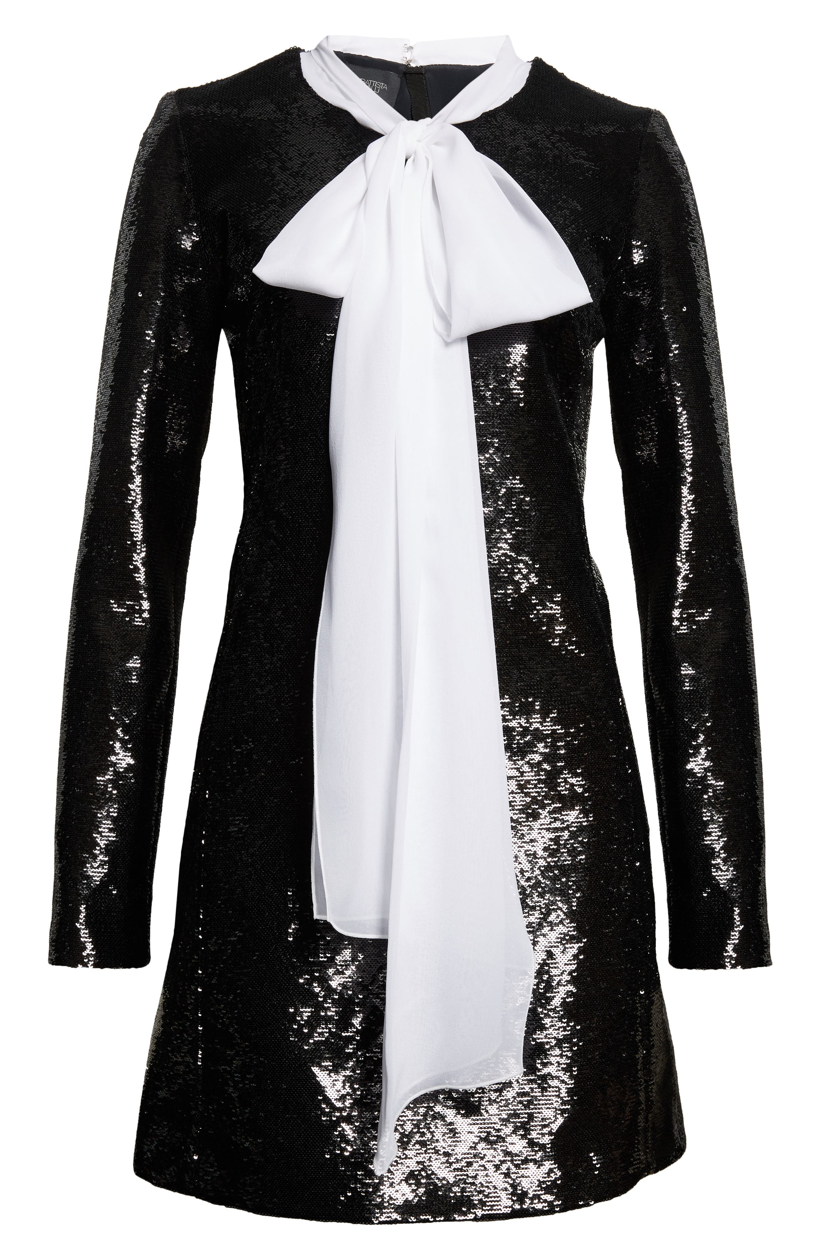 Giambattista Valli Bow Neck Long Sleeve Sequin Minidress in Black at Nordstrom - 5