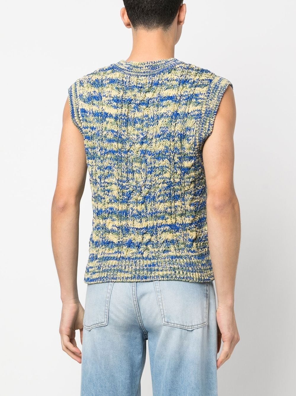 abstract-knit V-neck vest - 4