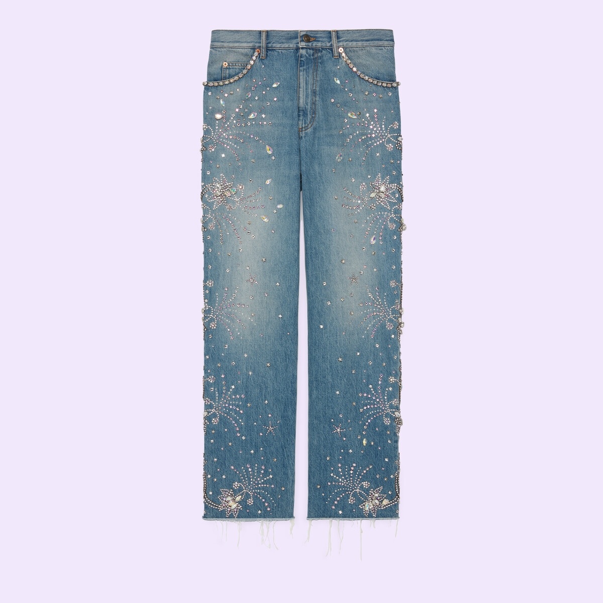 Denim pant with crystal trim - 1