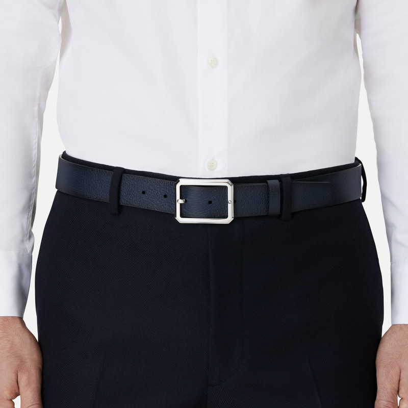 Blue/black 35 mm reversible leather belt 5