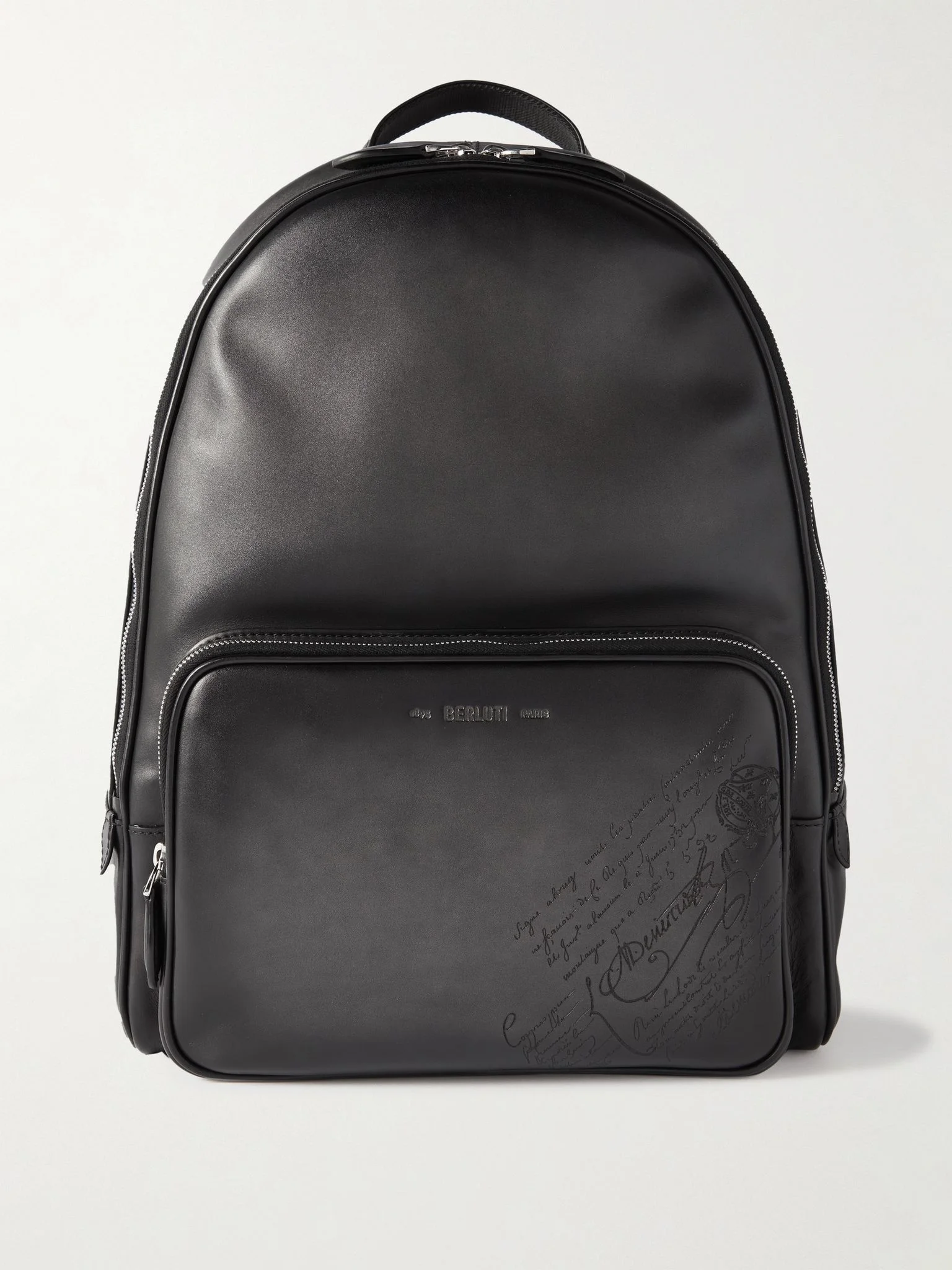 Scritto Logo-Debossed Leather Backpack Black - 1