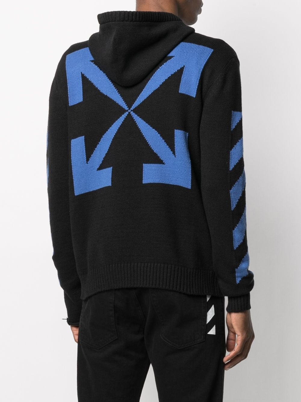 Diagonal knit zip hoodie - 4