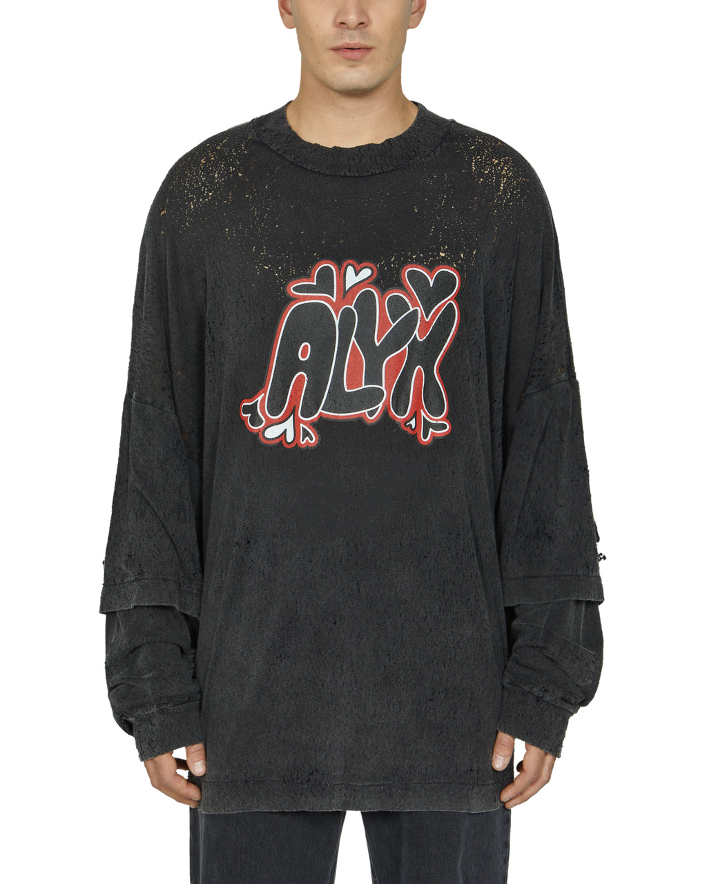DOUBLE SLEEVE NEEDLE PUNCH GRAPHIC T-SHIRT - 2