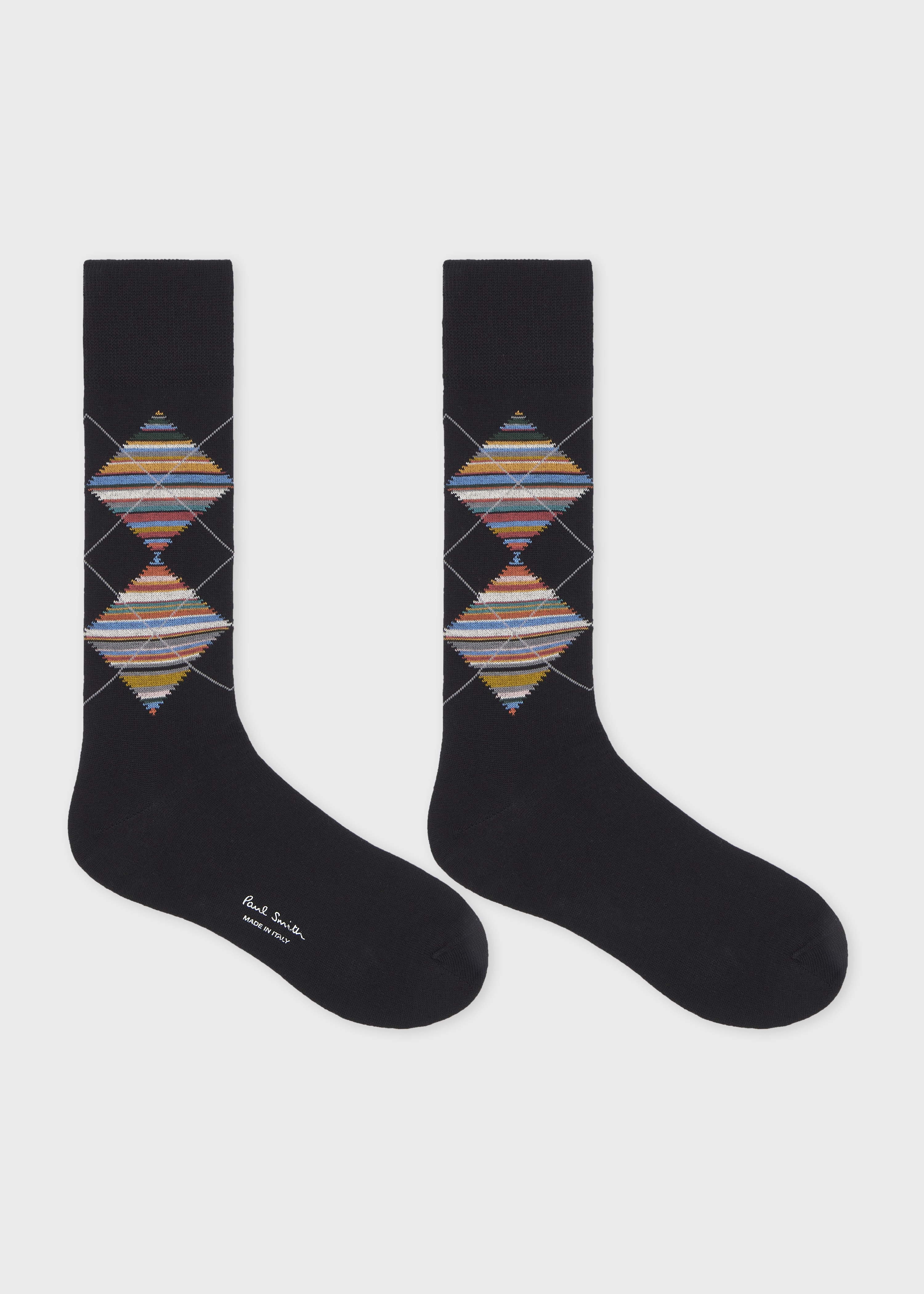 Black 'Signature Stripe' Argyle Socks - 2