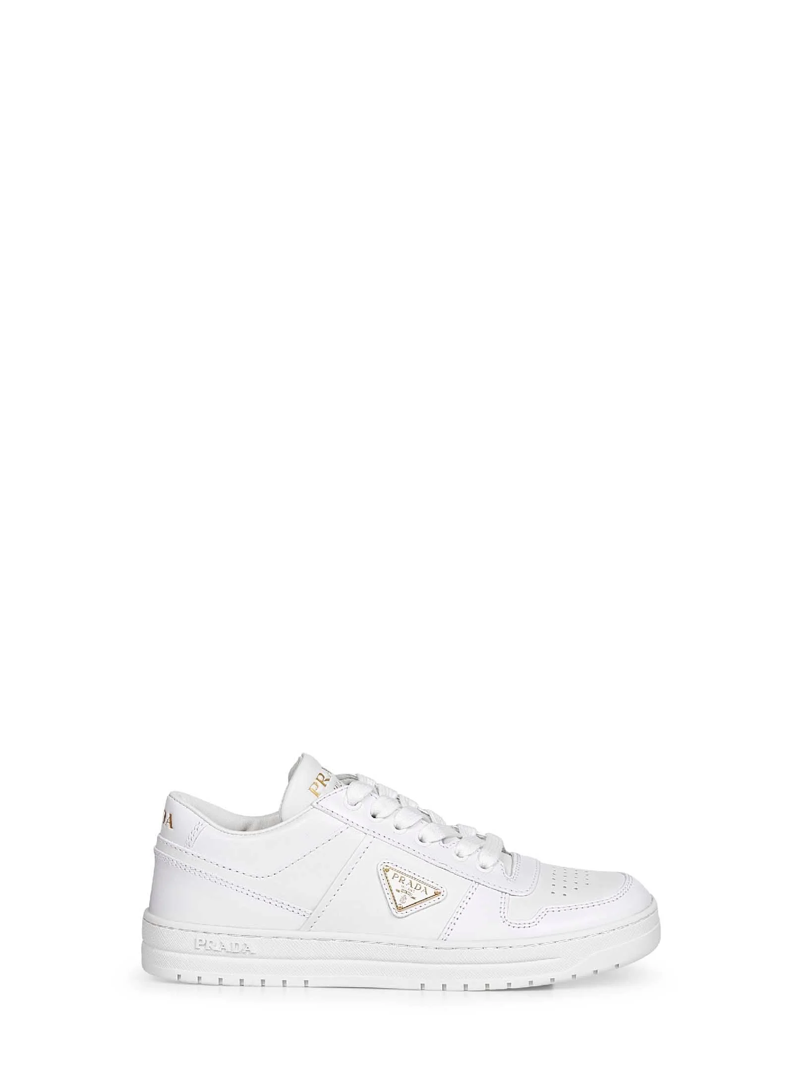 Prada Calzature Women White Leather Downtown Sneakers - 1