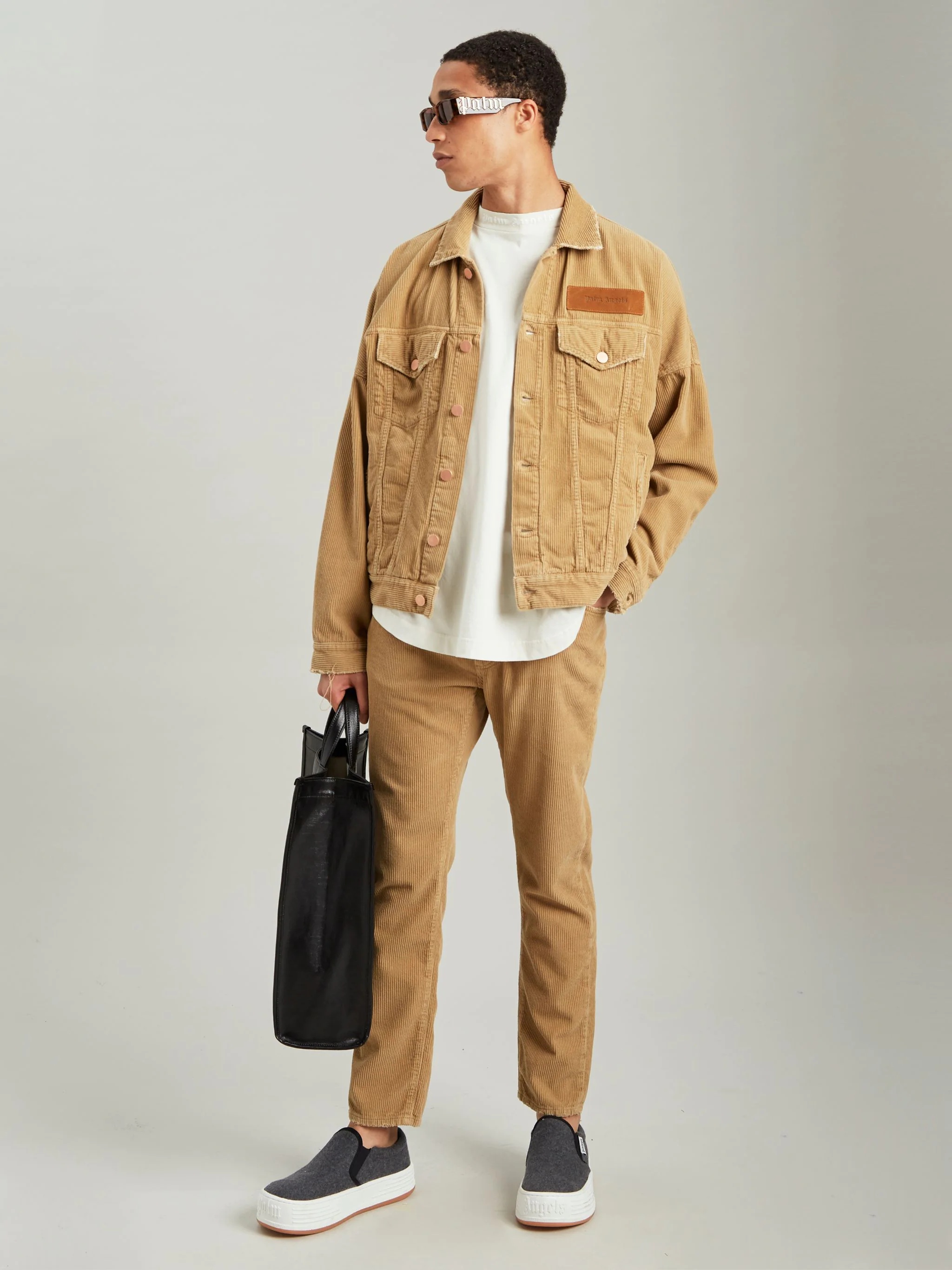 CURVED LOGO CORDUROY PANTS - 2