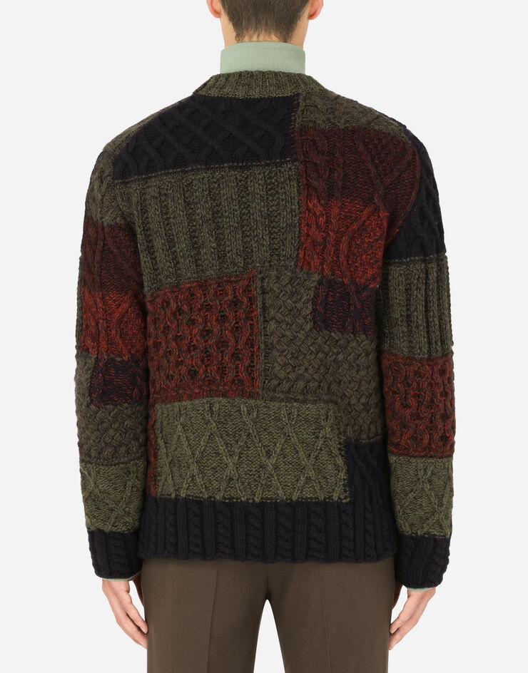 Wool and cashmere patchwork round-neck sweater - 2