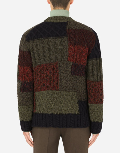 Dolce & Gabbana Wool and cashmere patchwork round-neck sweater outlook