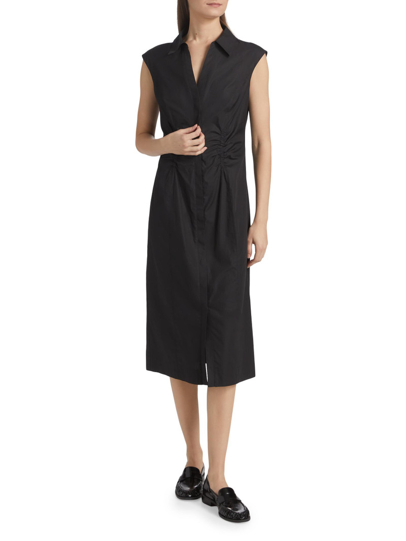 Women's Poplin Ruched Midi-Shirtdress - Black 3
