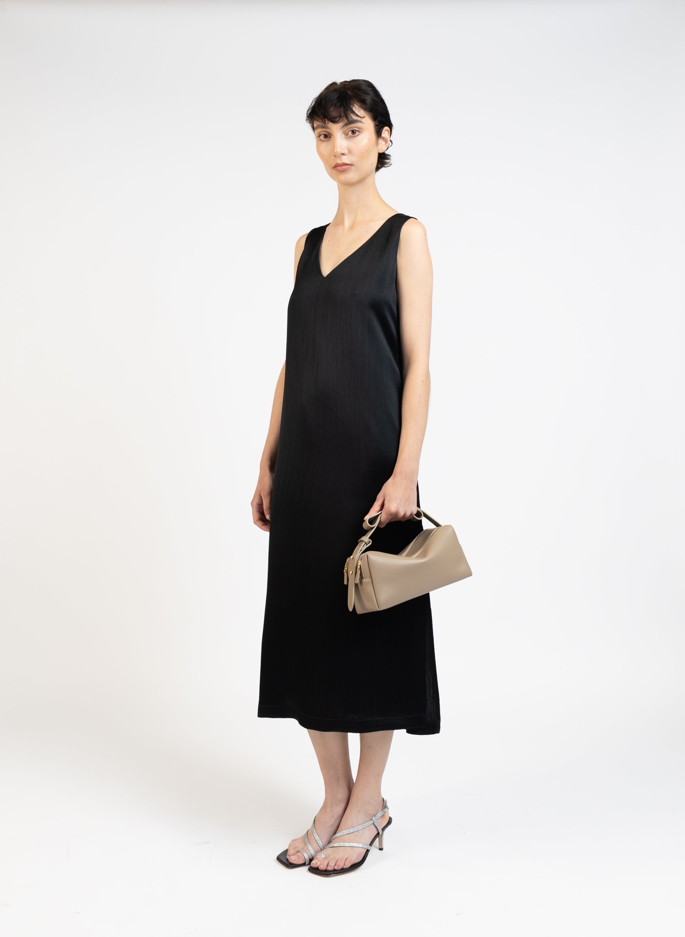 Sleeveless Maxi Dress/Textured Black - 3