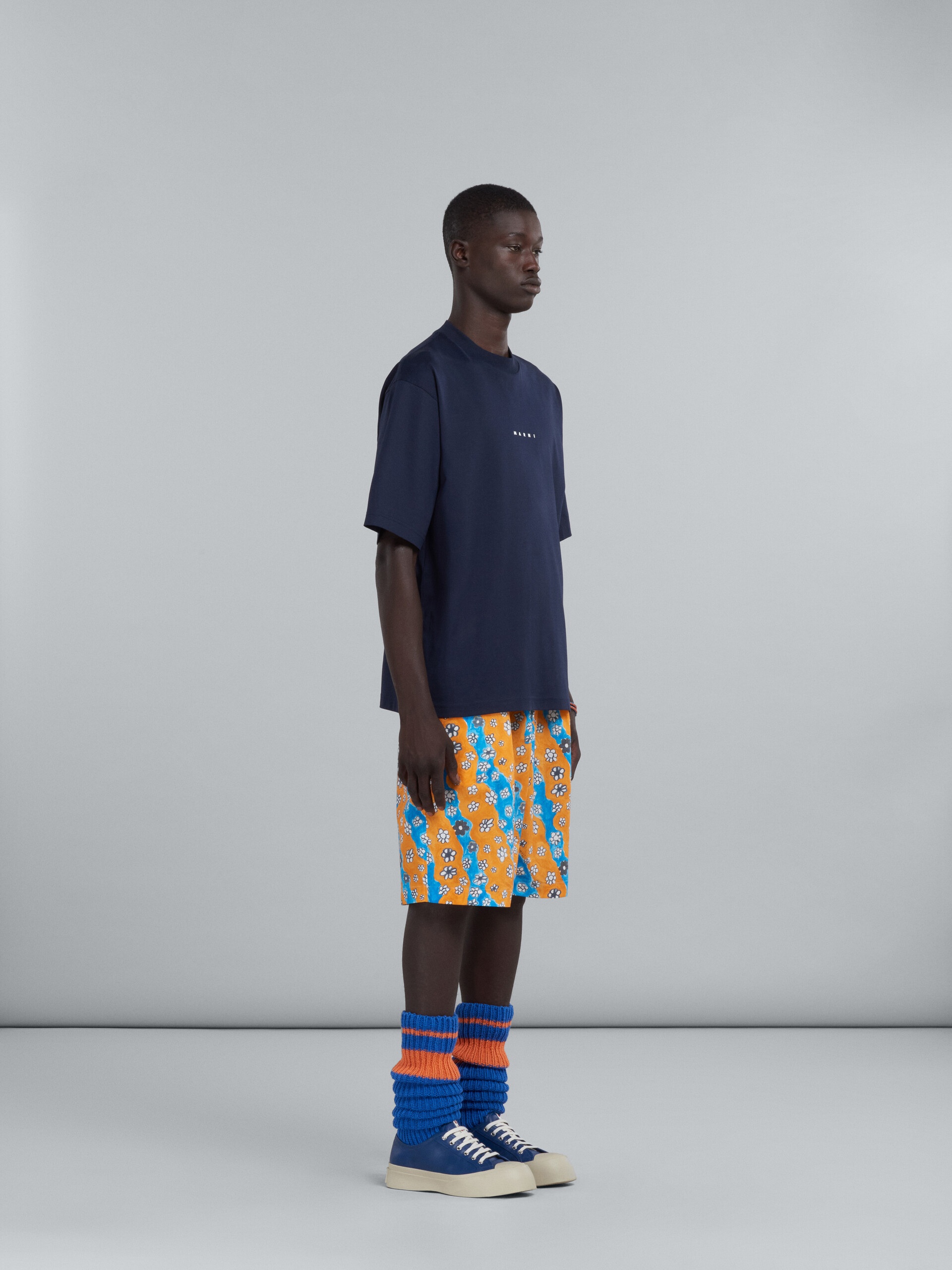 BLUE BLACK JERSEY LOGO PRINT T-SHIRT - 5