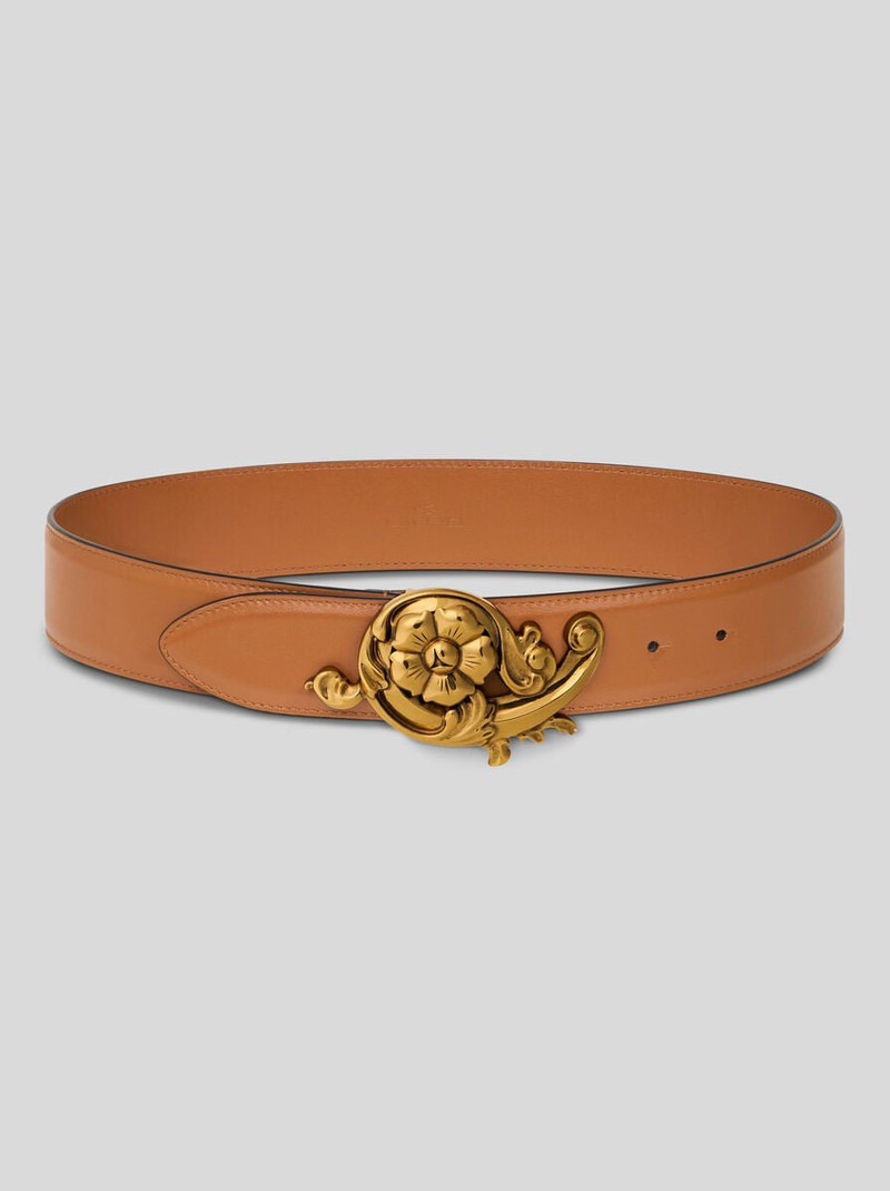 LEATHER BELT WITH FLORAL BUCKLE 1
