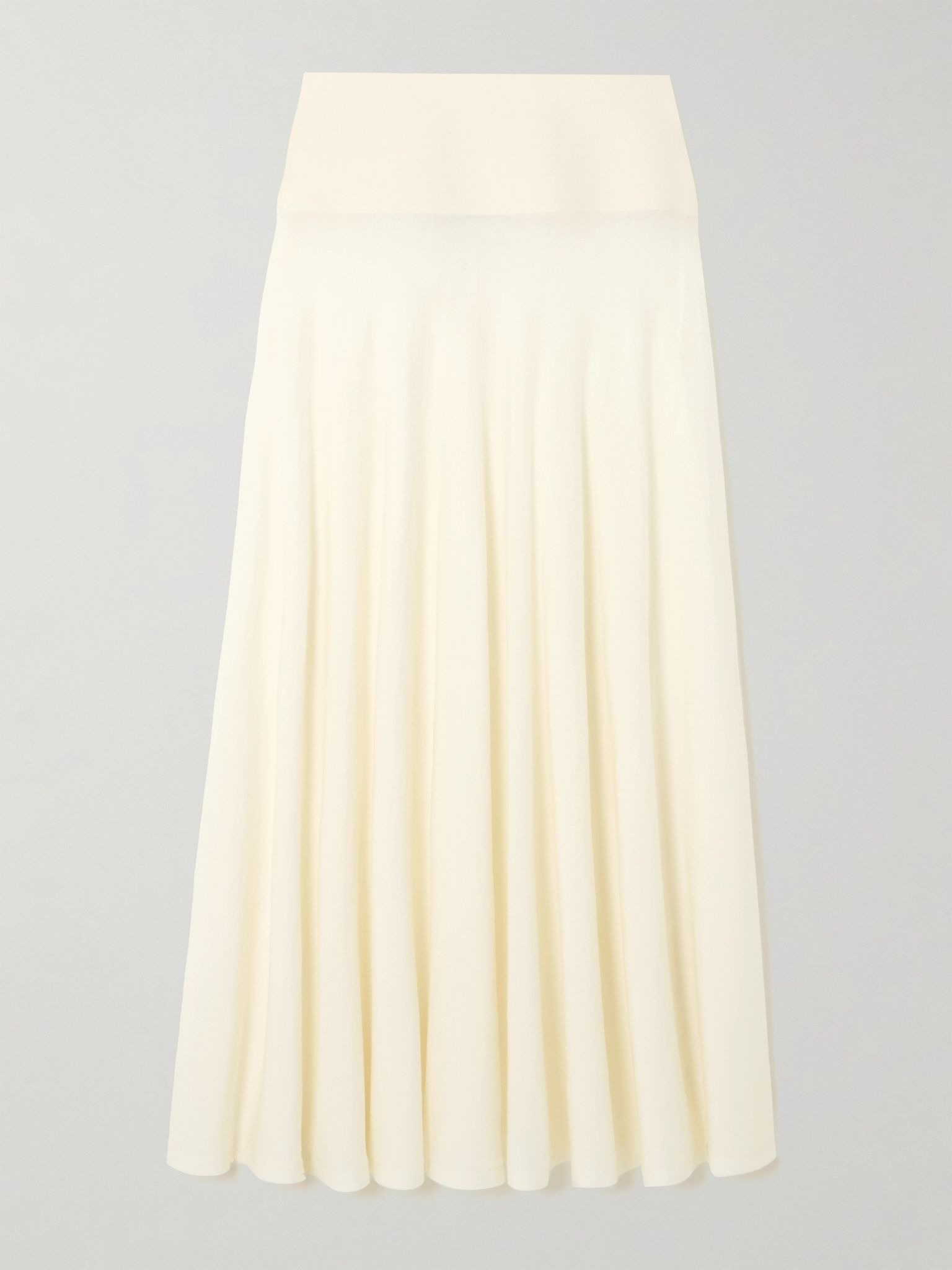 Pleated wool maxi skirt White - 1