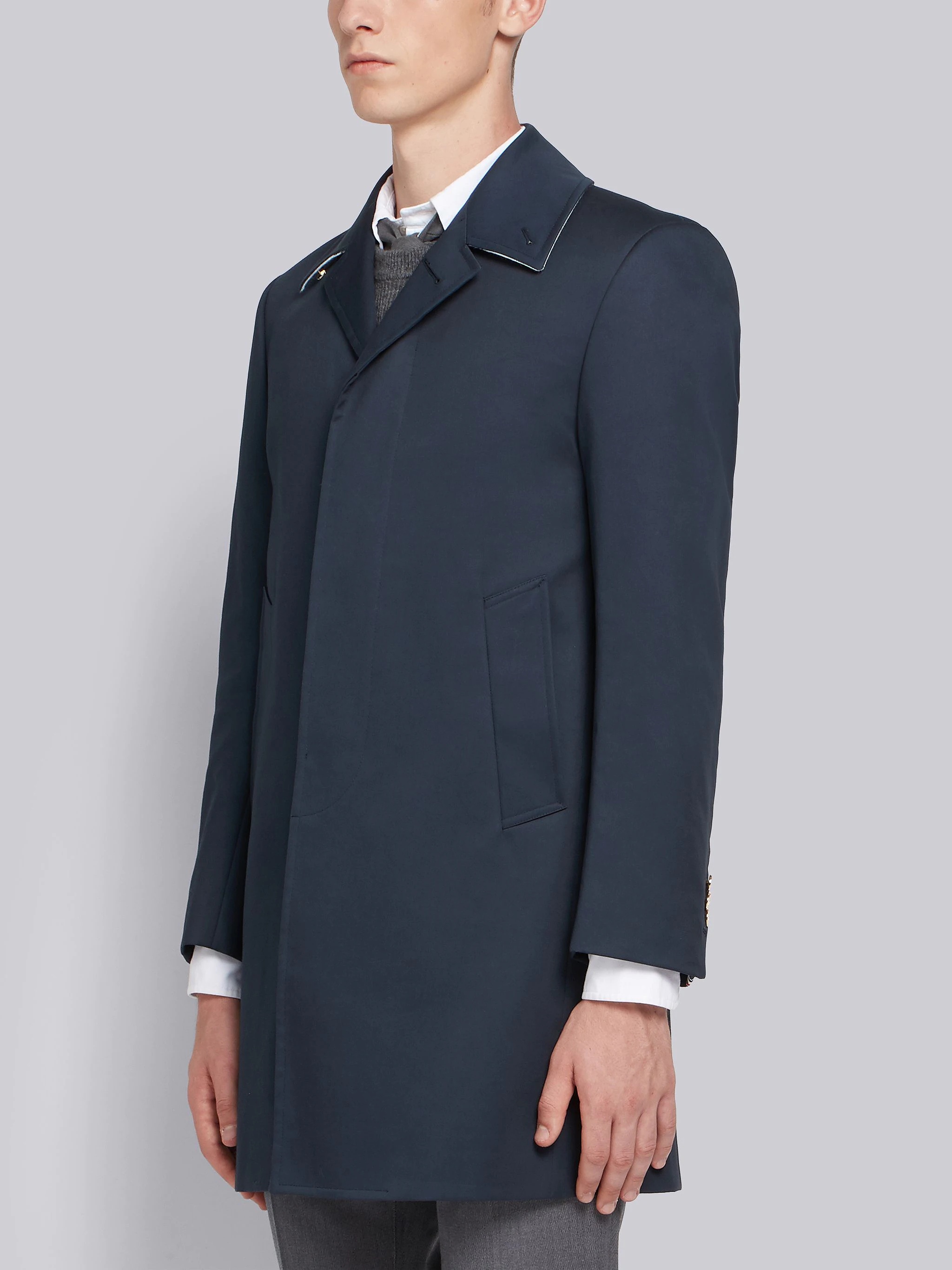 Navy Mackintosh Bal Collar Classic Overcoat - 2