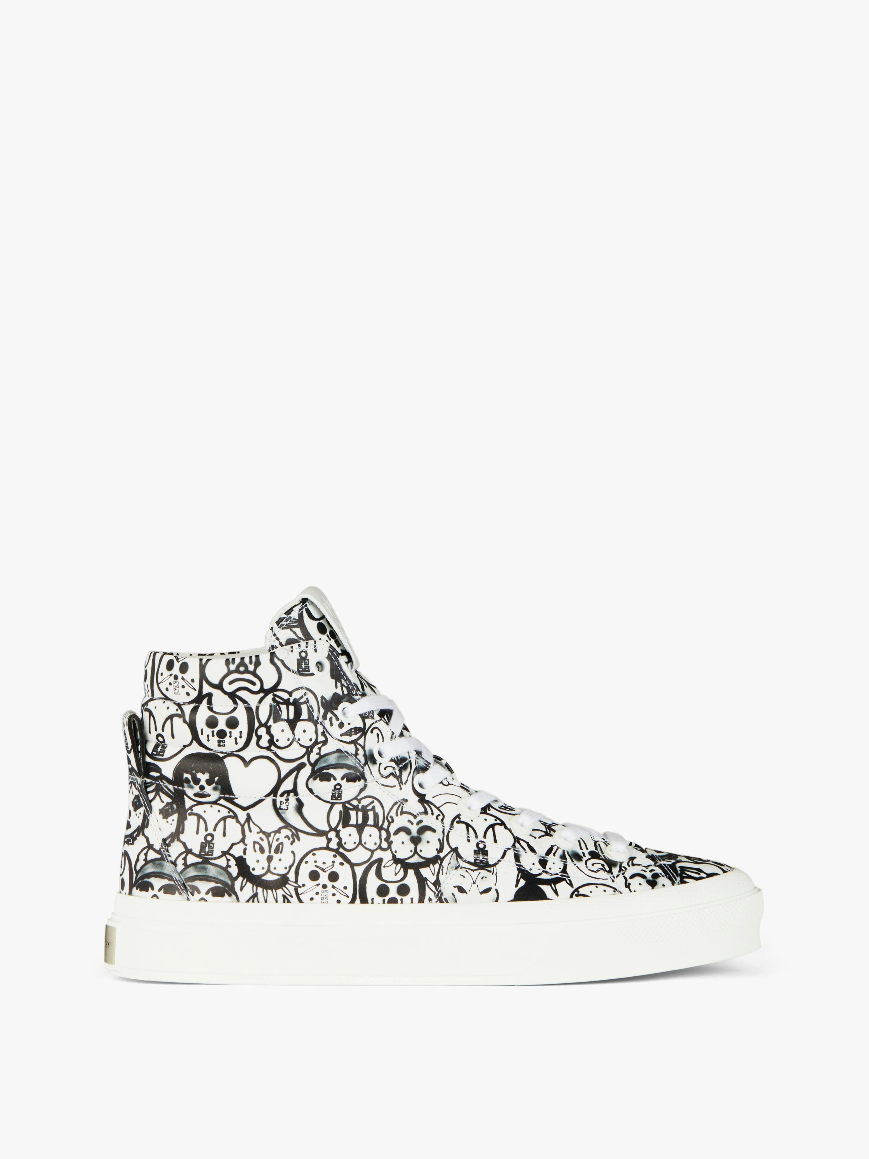 HIGH CITY SNEAKERS IN LEATHER WITH TAG EFFECT PRINTS - 1
