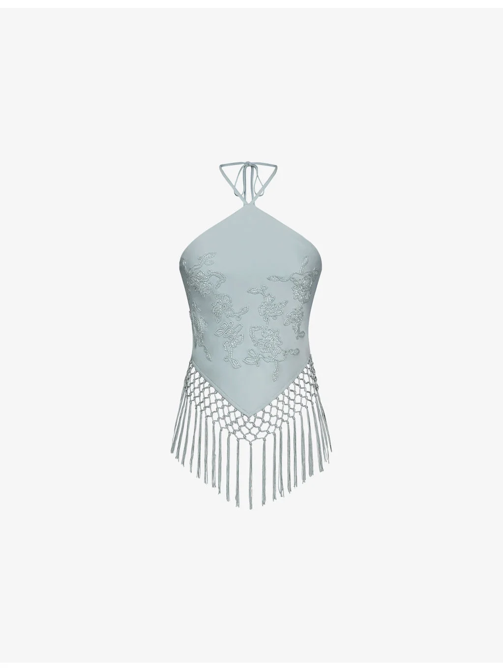 Sareena Hand-Embellished Halter-Neck Woven Top - 1