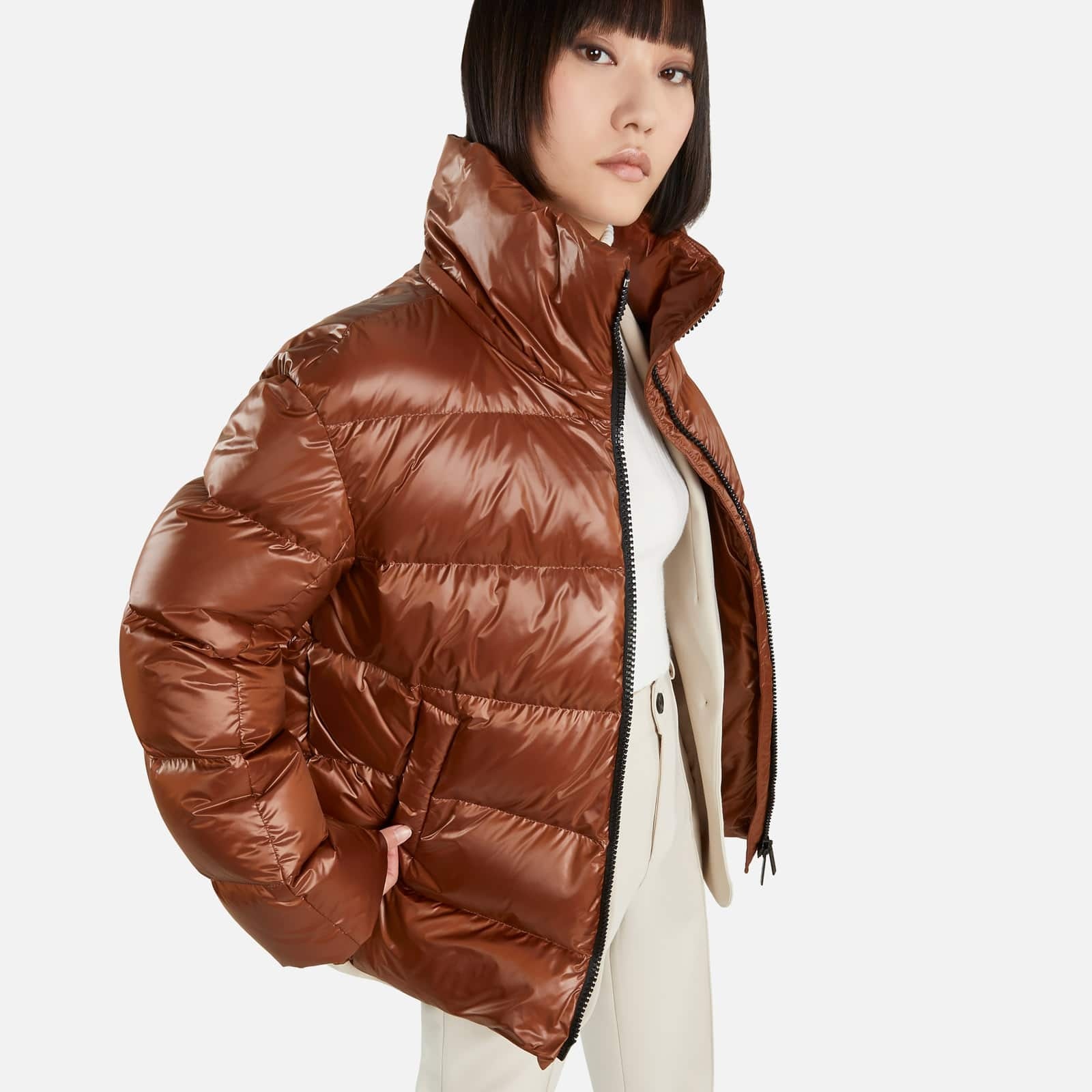 Hooded Down Jacket Orange - 3