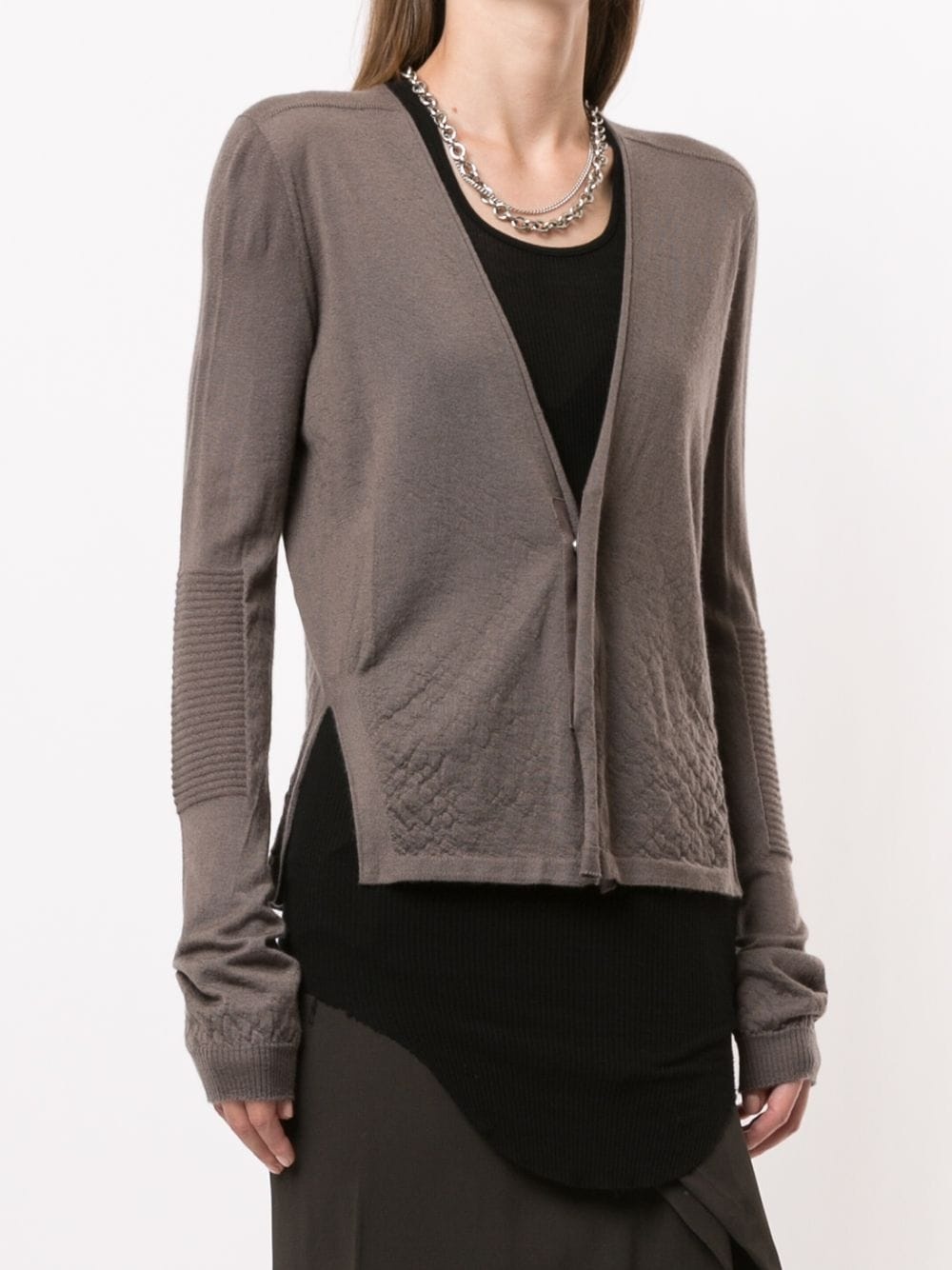 ribbed detail cashmere cardigan - 3