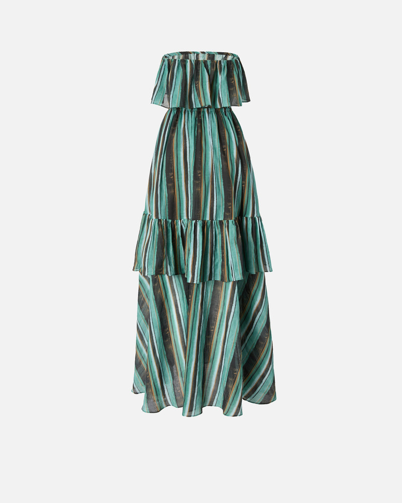 PINKO LONG MUSLIN DRESS WITH BRUSHED STRIPED PRINT outlook