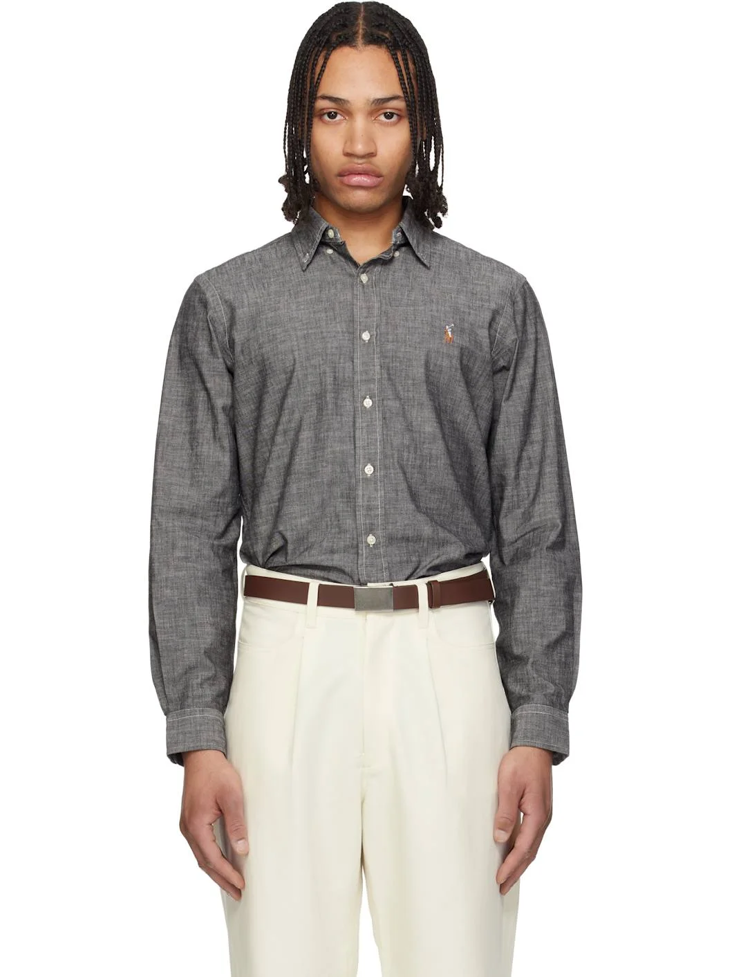 Gray Long Sleeve Sport Shirt - 1